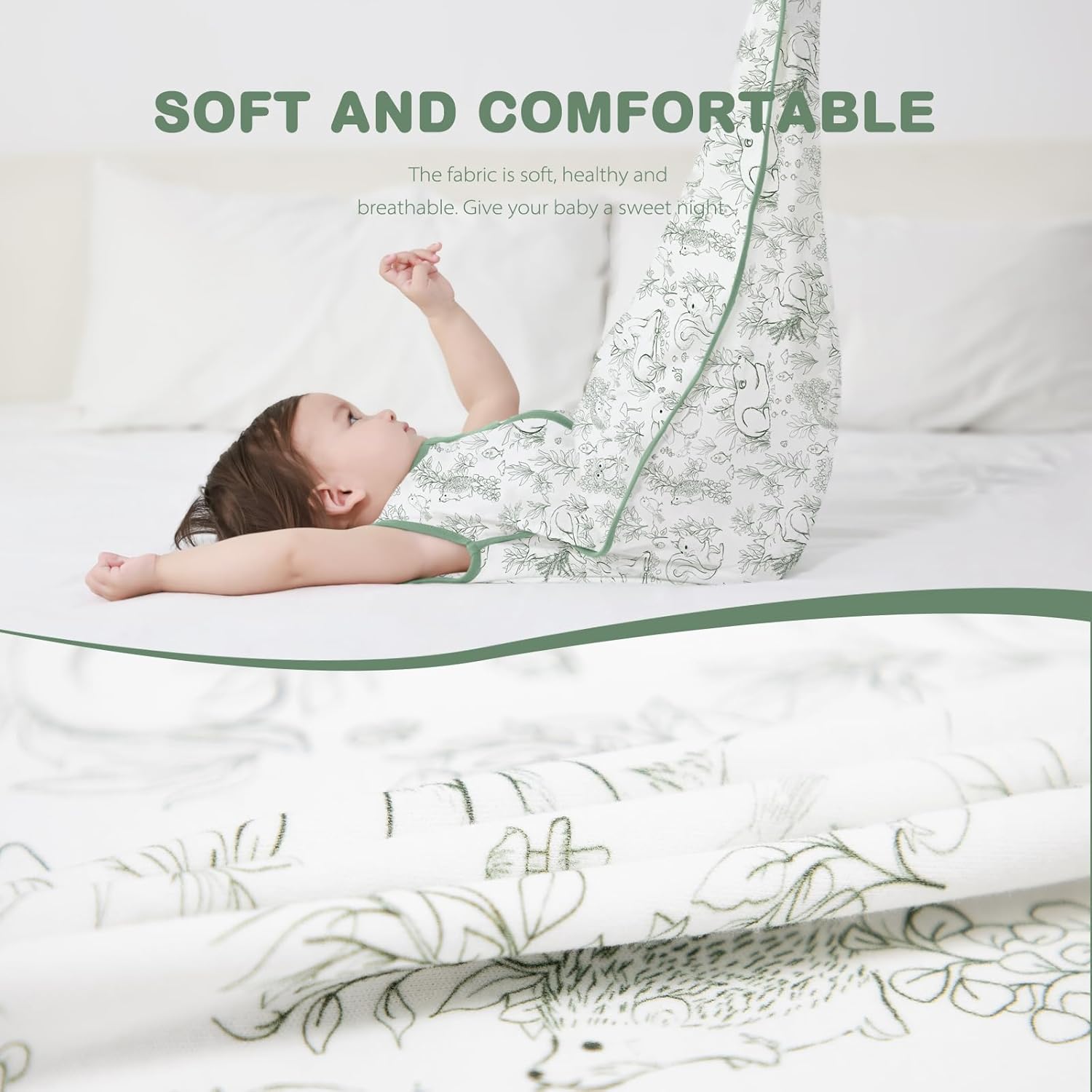 Thumbnail 6 de MIKAFEN 2pc Baby Sleeping Bag 0.5 Tog (Spring & Summer) – 0.5Tog Cotton Sleeveless Sleep Sack