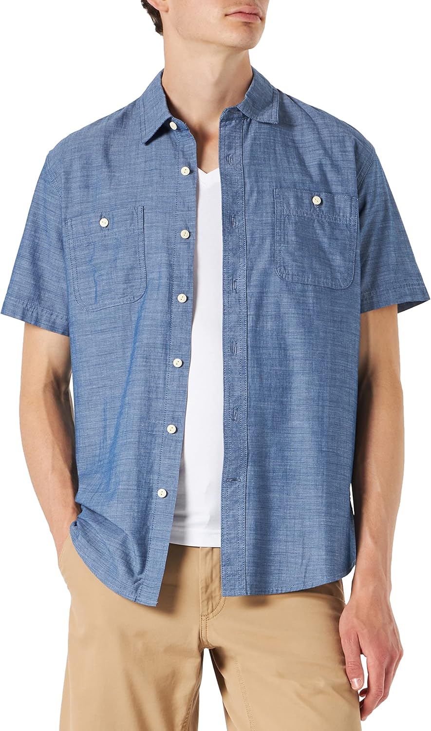 Thumbnail 5 de Amazon Essentials Herren Chambray-Hemd mit kurzen Ärmeln (normale Passform)