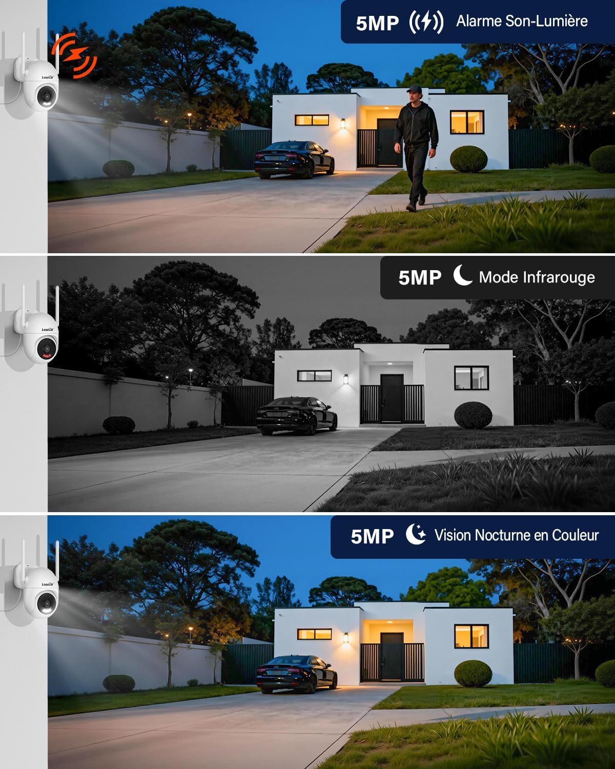 Thumbnail 2 de Caméra WiFi Logisaf 5MP PTZ avec détection humaine et suivi automatique (Eseecloud, 360°) – pour NVR Logisaf