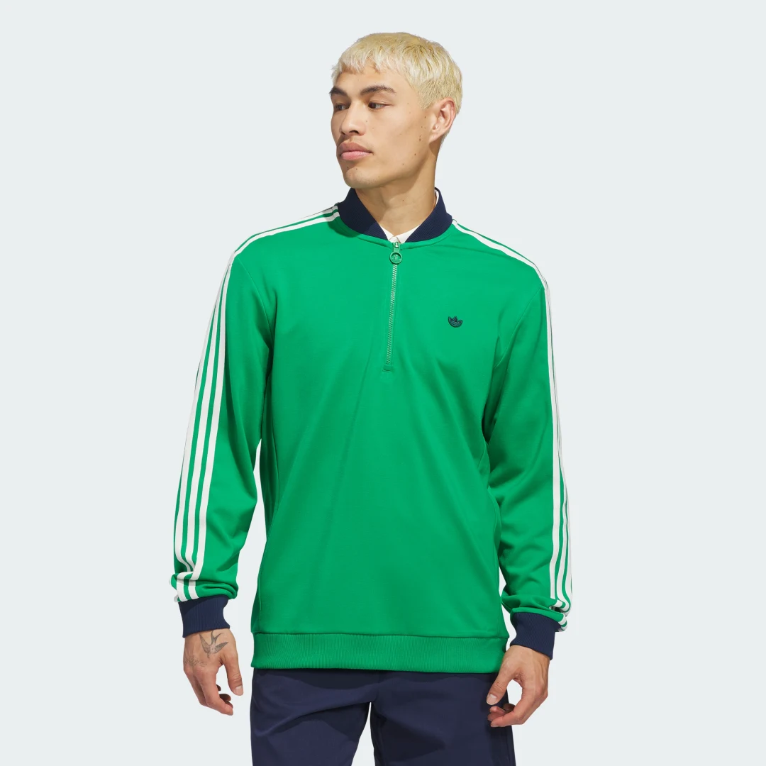 Detalle de Sudadera Originals 1/4 Zip 3 bandas de Adidas — Verde