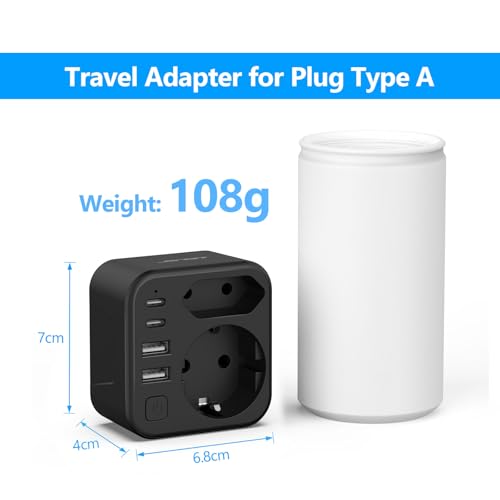Detalle de Adaptador de Enchufe JSVER para Japón: Cargador de Viaje 6 en 1 con 2 USB-C y 2 USB-A