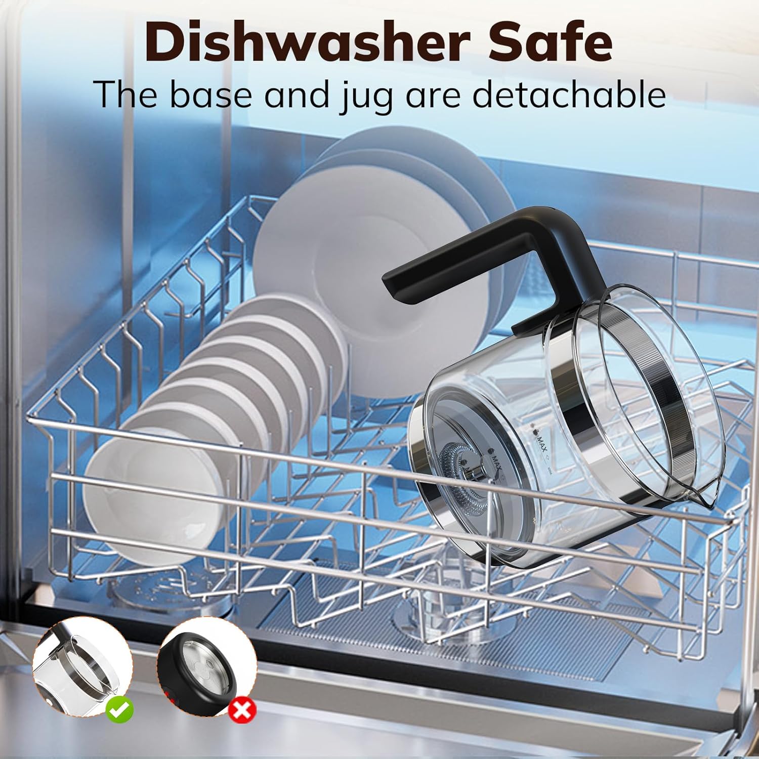 Thumbnail 4 de morpilot Large Electric Milk Frother and Steamer (Black-Glass), 16.9oz/500ml, 6 Functions, Dishwasher Safe, BPA Free