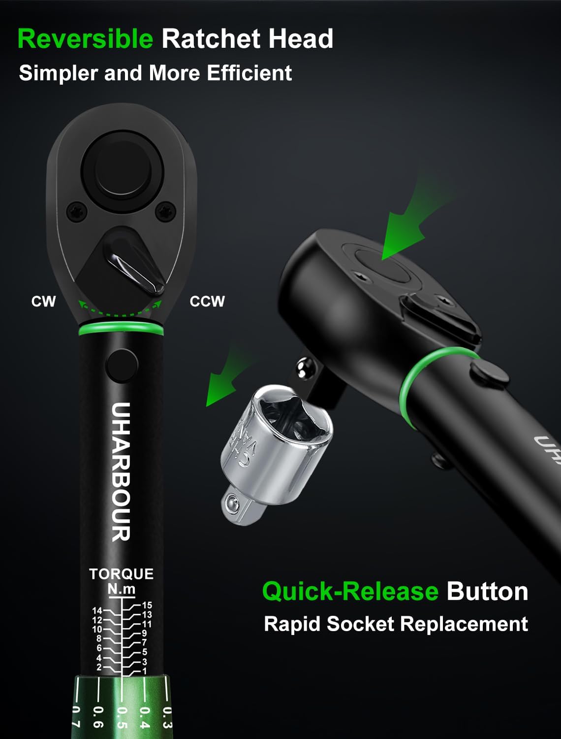 Thumbnail 3 de Uharbour 1/4" Torque Wrench Set (1–15 Nm) with Bits, Extension Rod & Calibration Certificate