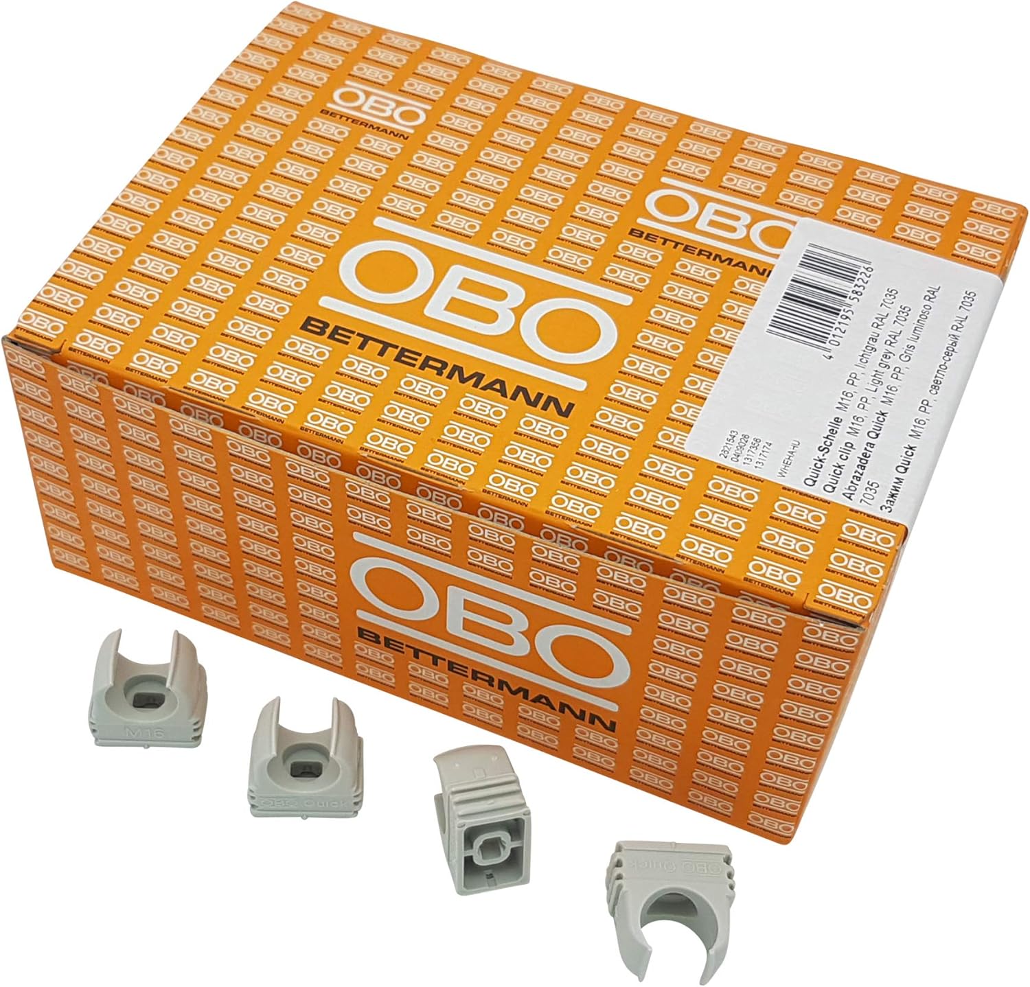 Thumbnail 5 de OBO Bettermann M20 Quick-Schellen (RAL 7035, lichtgrau) – 200 Stück für Rohrschellen & Klemmschellen