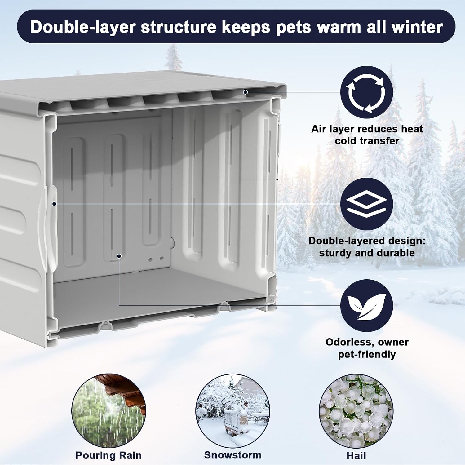 Detalle 1 de Lxheir PL3560C Heated Outdoor Cat House, 17.7 x 17 x 17.5 in