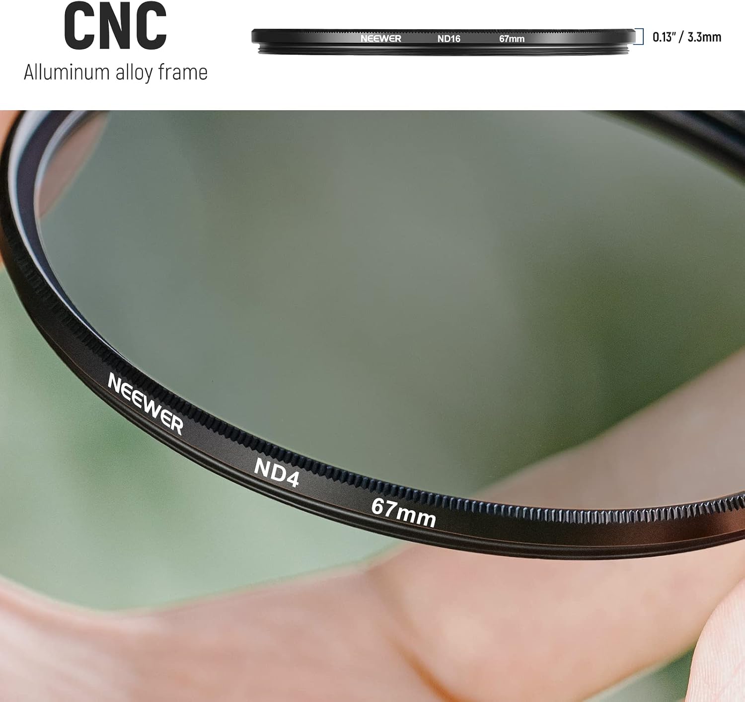 Detalle 1 de NEEWER 67mm NDフィルターセット ND2・ND4・ND8・ND16 光学ガラス製