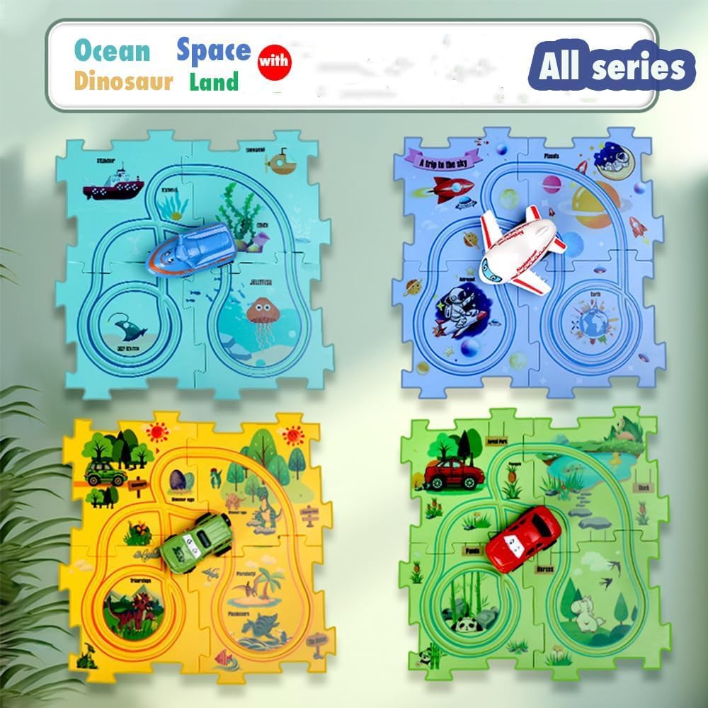 Thumbnail 1 de Puzzle Racer Kids Car Track Set: DIY Educational Rail & Race Experience