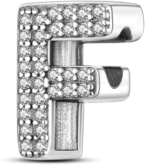 Detalle 2 de TINSLO Bead Charm in Argento Sterling 925 Lettere con Cubic Zirconia – Compatibile con Pandora e bracciali europei