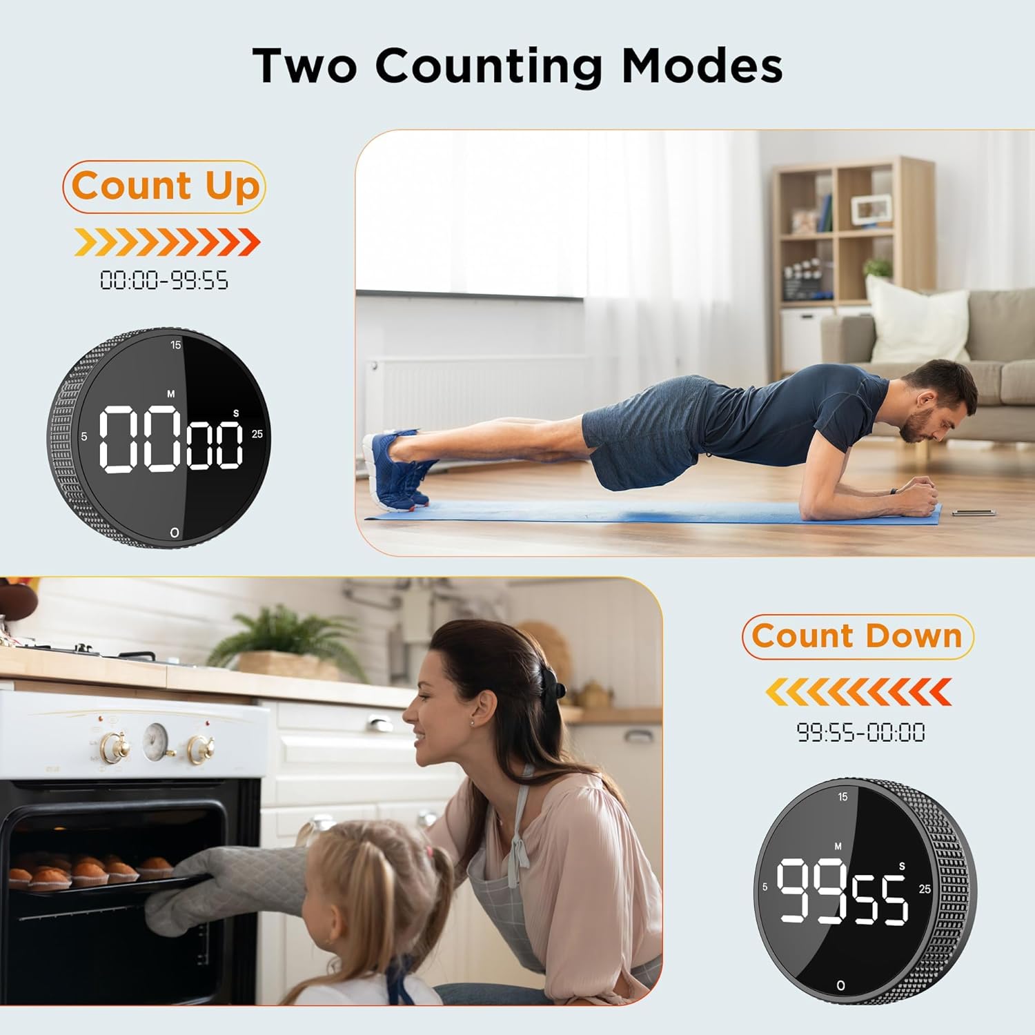 Thumbnail 5 de Upgraded Magnetic Digital Kitchen & Productivity Timer with Large LED Display (3 Presets, Visual Pomodoro)
