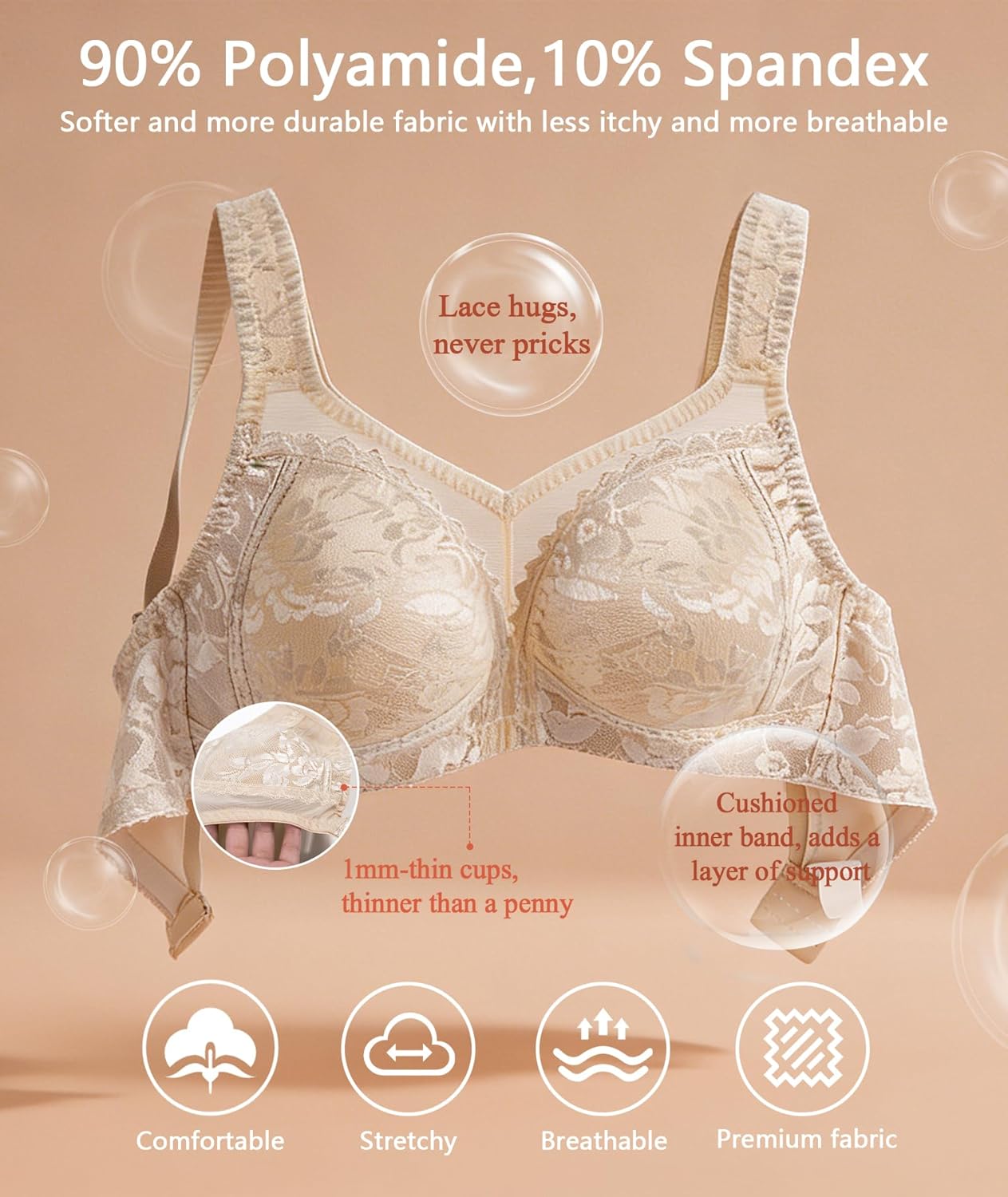 Thumbnail 1 de UPGAMR Full Coverage Minimizer Bra (wirefree) – lace jacquard, plus size comfort