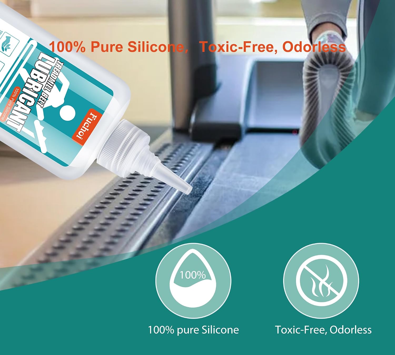 Detalle de Fuchoi CF02de siliconenolie voor loopbanden, 200 ml, 100% siliconen