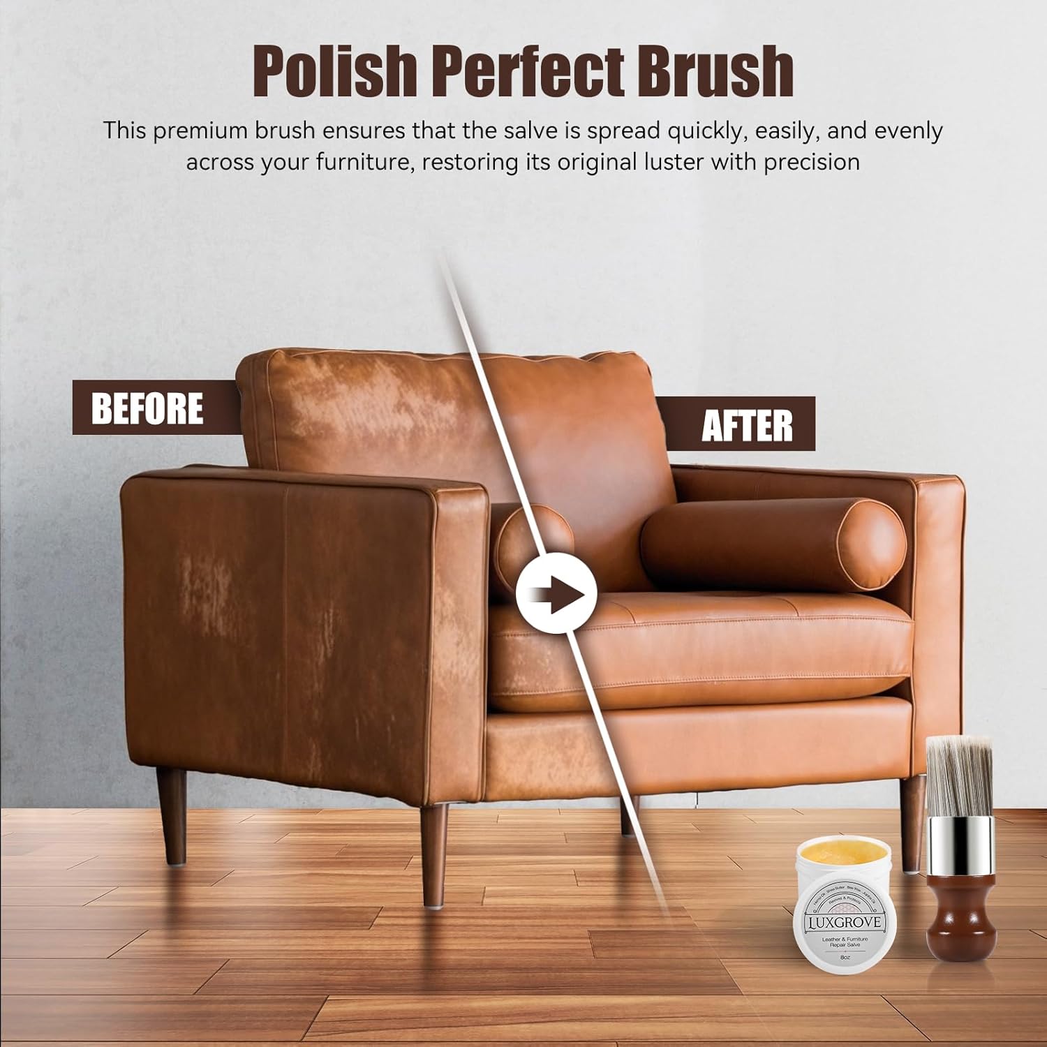 Detalle de LUXGROVE Leather & Furniture Salve Brush for Leather, Wood & Car Interiors