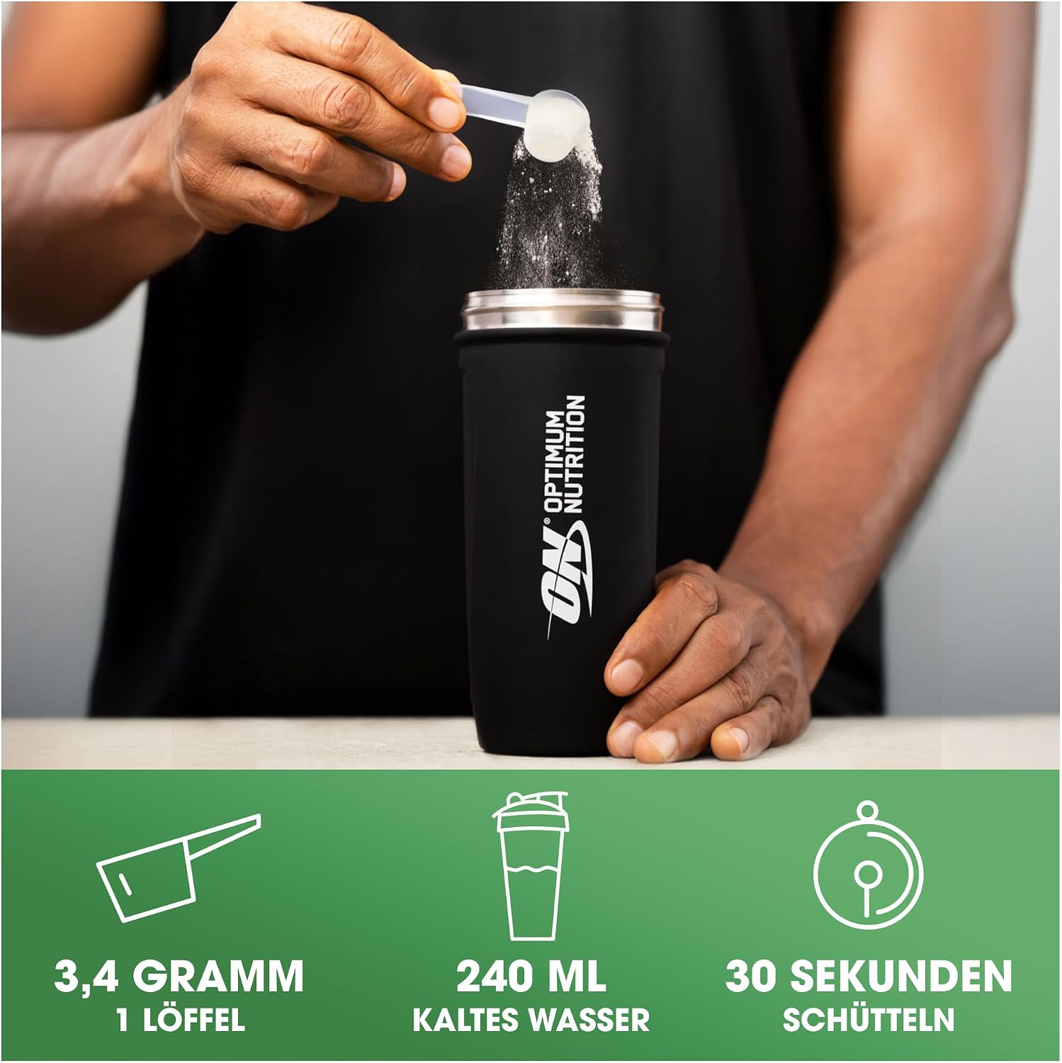 Detalle 2 de Optimum Nutrition Mikronisiertes Kreatin Pulver – geschmacksneutral, 317 g (93 Portionen)