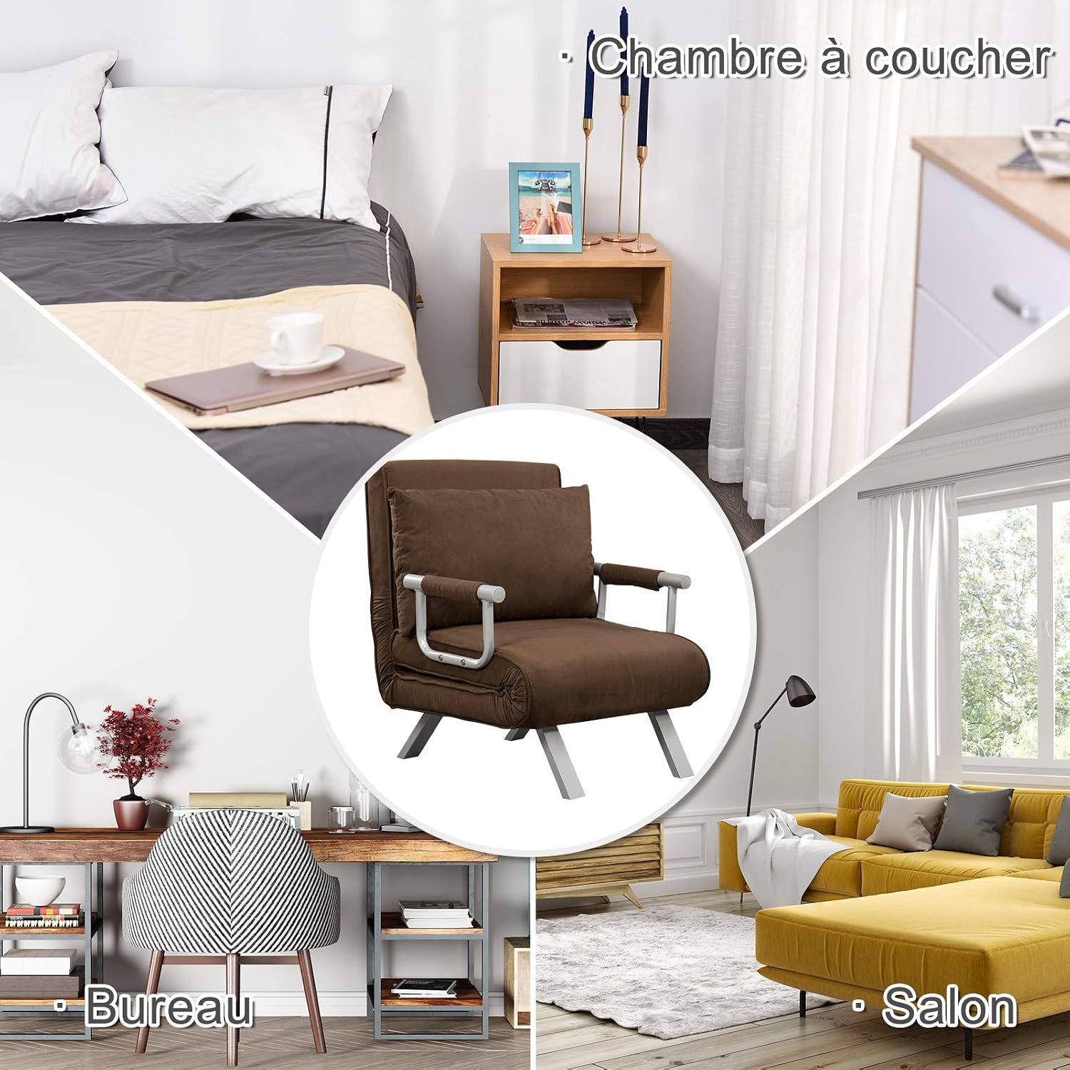 Thumbnail 4 de HOMCOM Fauteuil canapé-lit Grand Confort 1 place