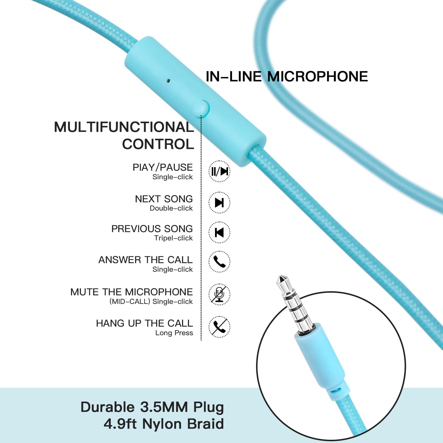 Thumbnail 4 de Olyre Foldable Kids Wired Headphones with Microphone – Blue & Purple, Safe Listening for Zoom Classes
