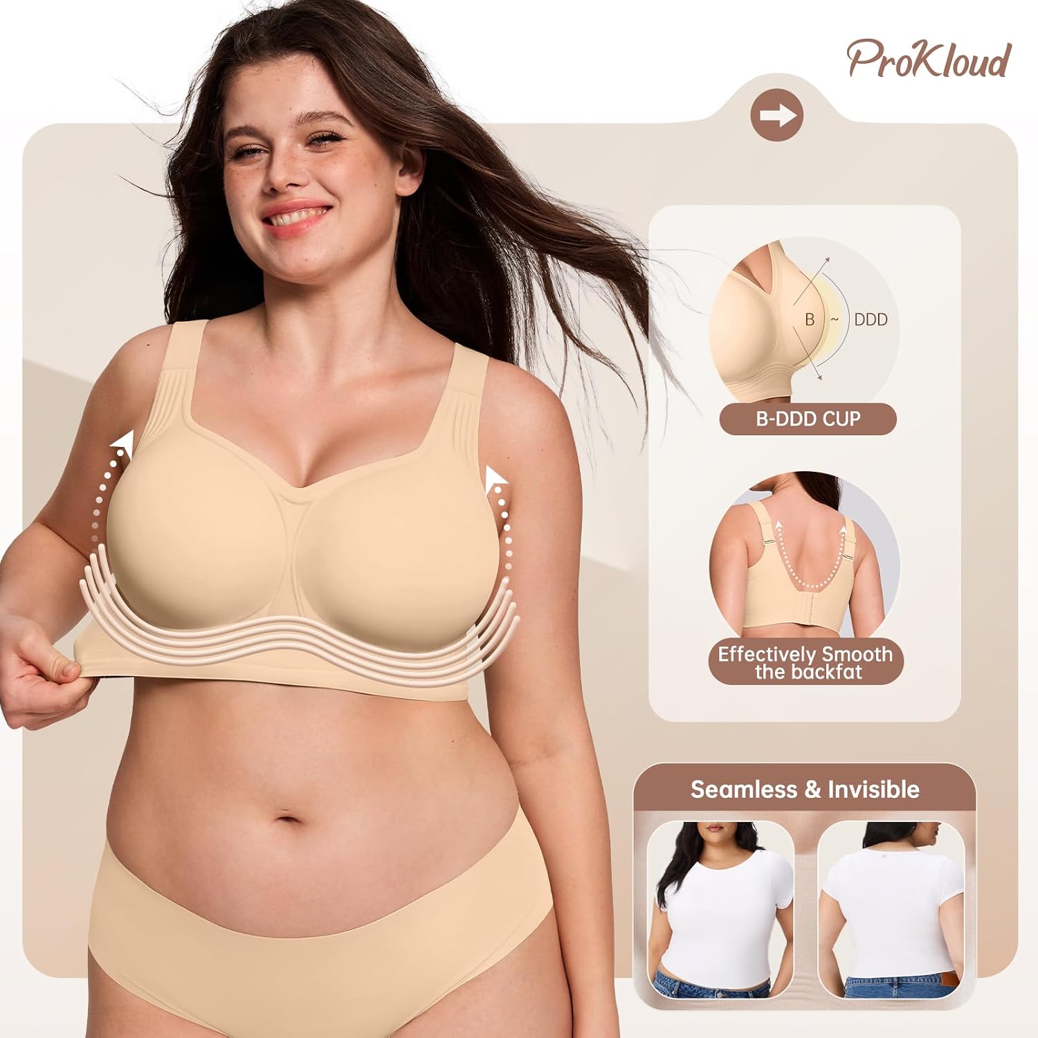 Thumbnail 1 de ProKloud Jelly Bras Wireless No Underwire Bra with Support & Lift, Full Coverage Plus Size