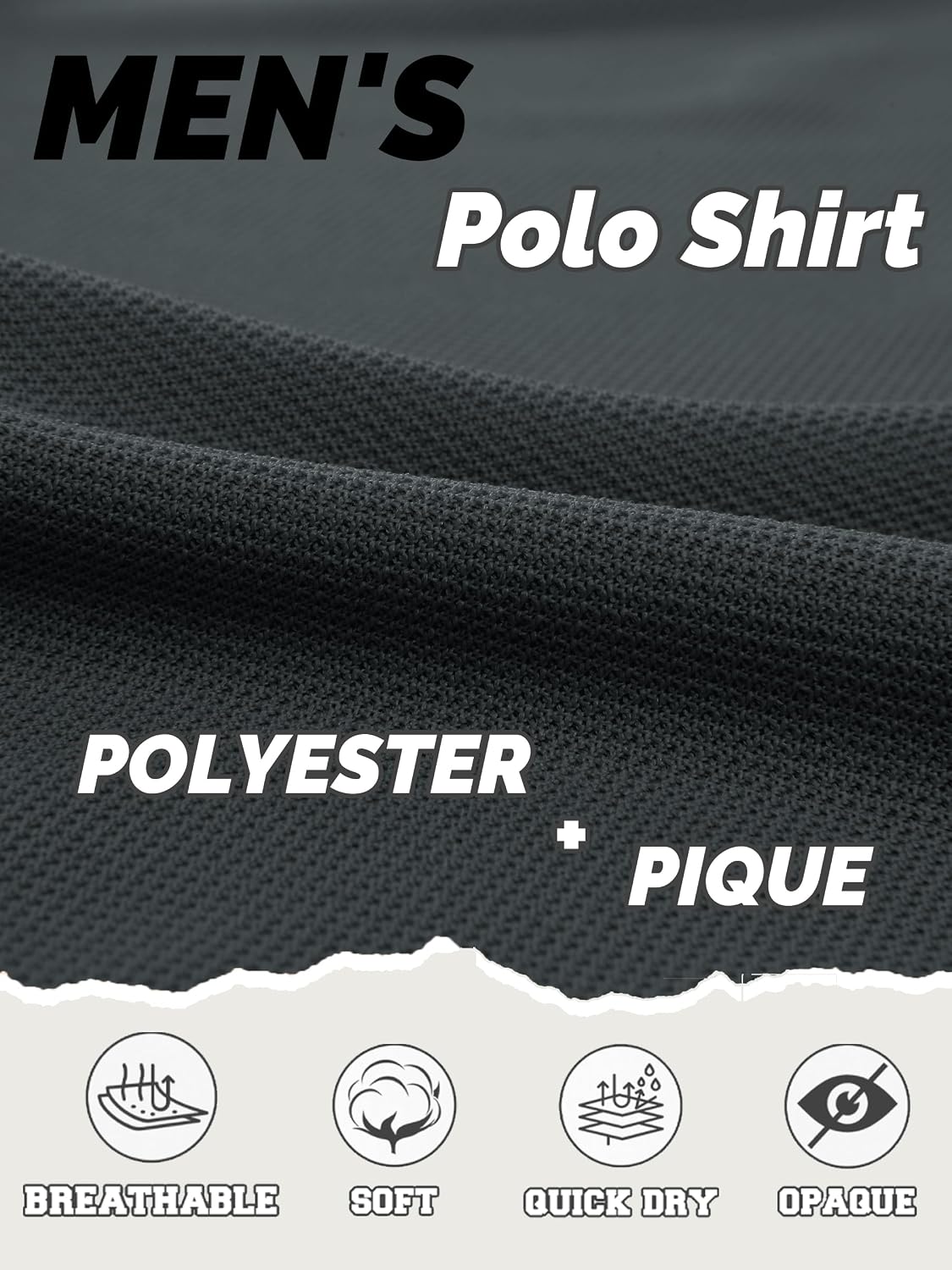Thumbnail 2 de Polo homme KEFITEVD à séchage rapide en polyester piqué (manches courtes) pour activités d’été