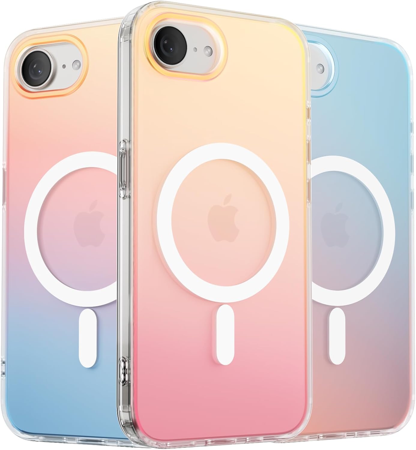 Detalle de ORNARTO iPhone 17e/16e 6.1-Inch Case — Shockproof, Iridescent Rainbow Design with Magnetic Charging