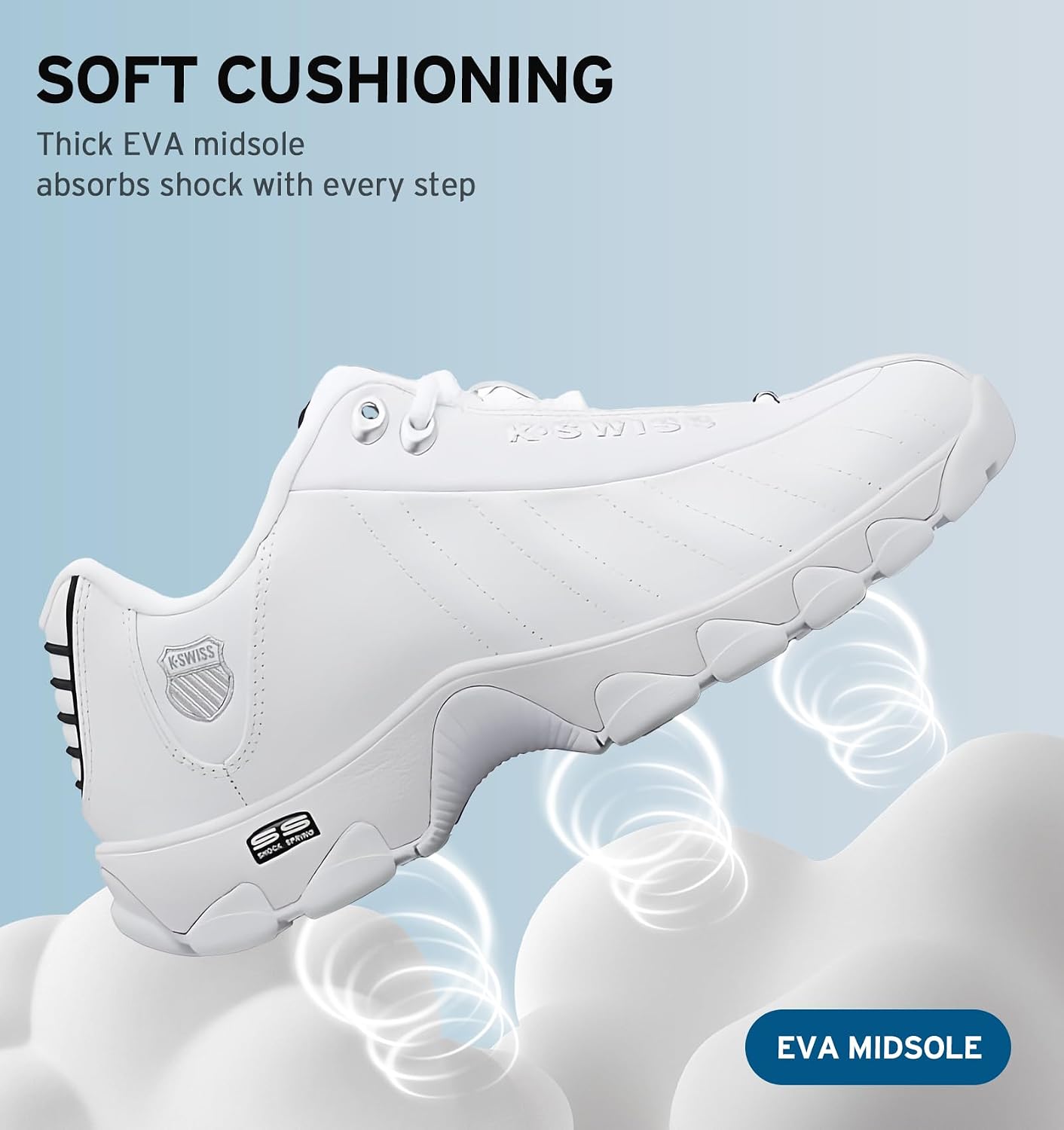 Detalle de K-Swiss Men's ST329 CMF Sneaker: Wide Leather Upper for Tennis to Walking Comfort