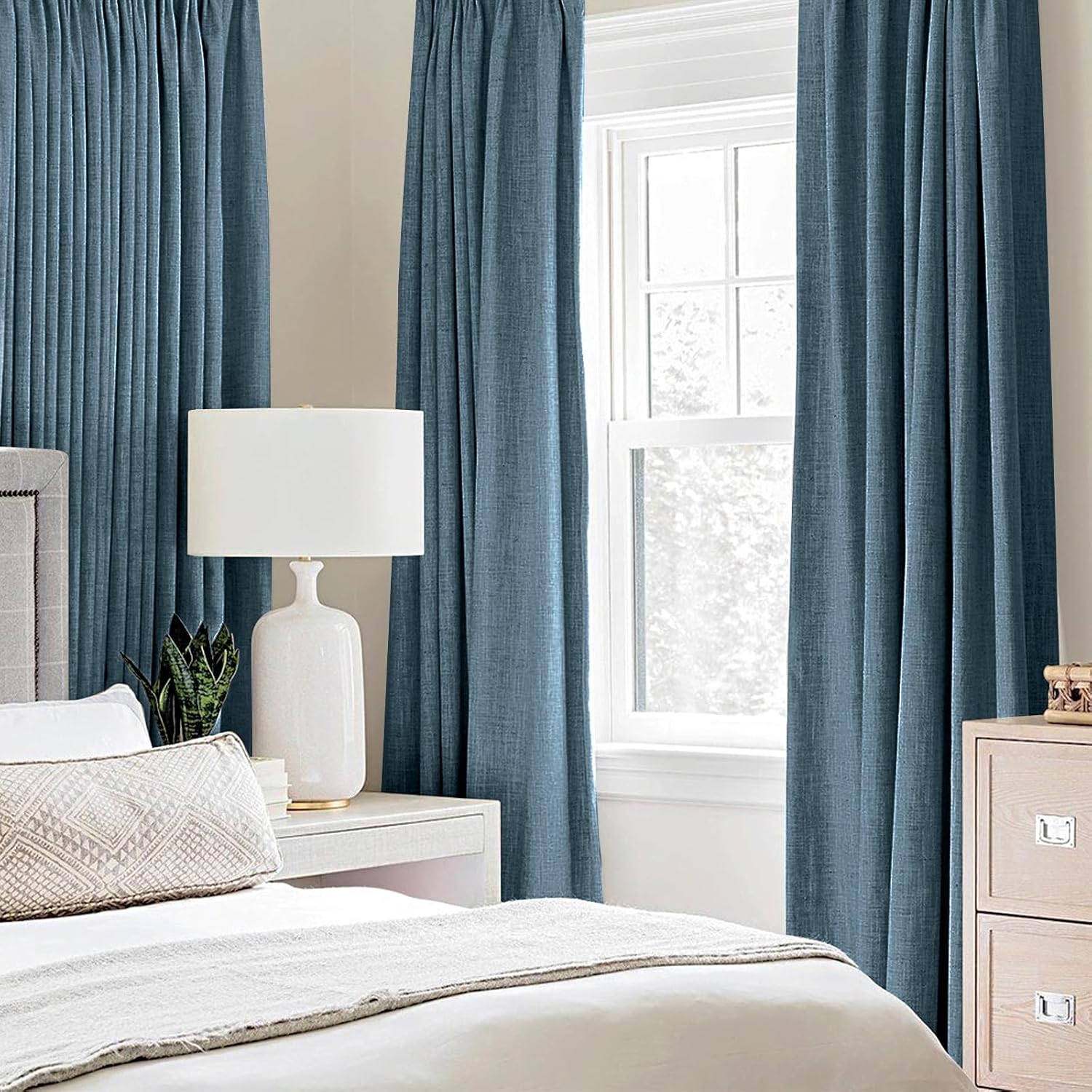 Detalle 2 de MIULEE 2 Blackout Curtains, 52 x 96 Inch, Dusty Blue, Grommet Top