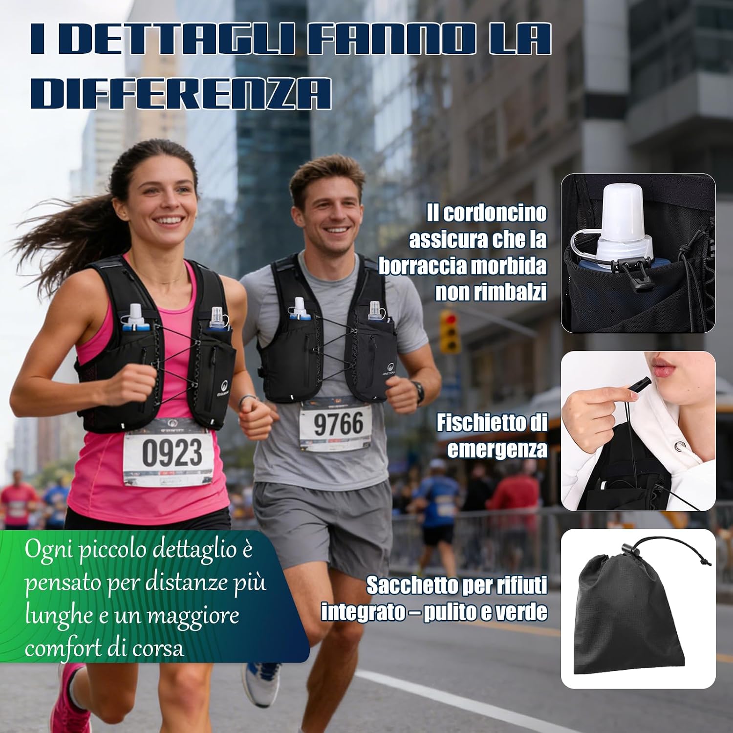Thumbnail 6 de ONETOALL Gilet Running: zaino/gil® per trail con 2 borracce, LED e comfort ultraleggero
