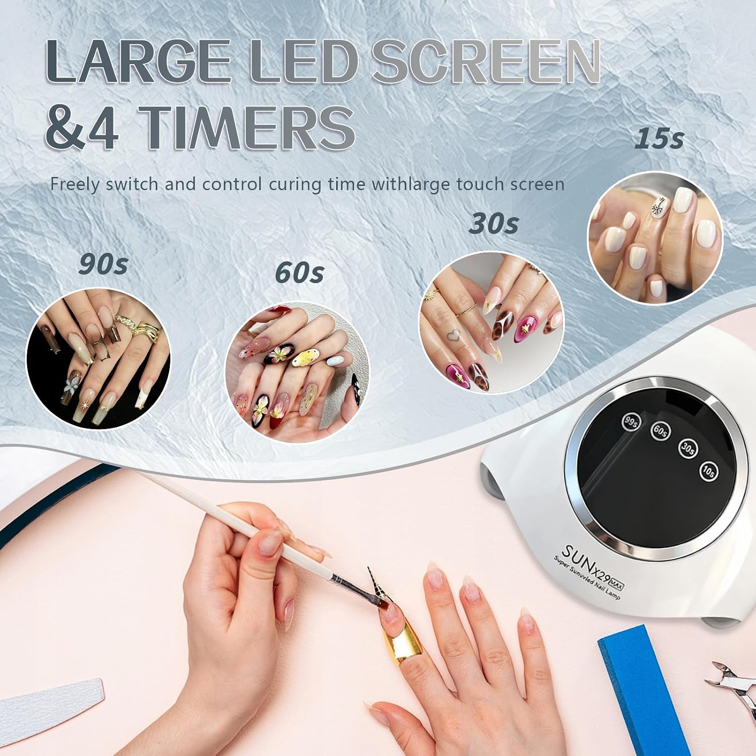 Detalle de Lampe à ongles LED UV professionnelle 500 W avec 90 LED – capteur intelligent et 4 minuteries