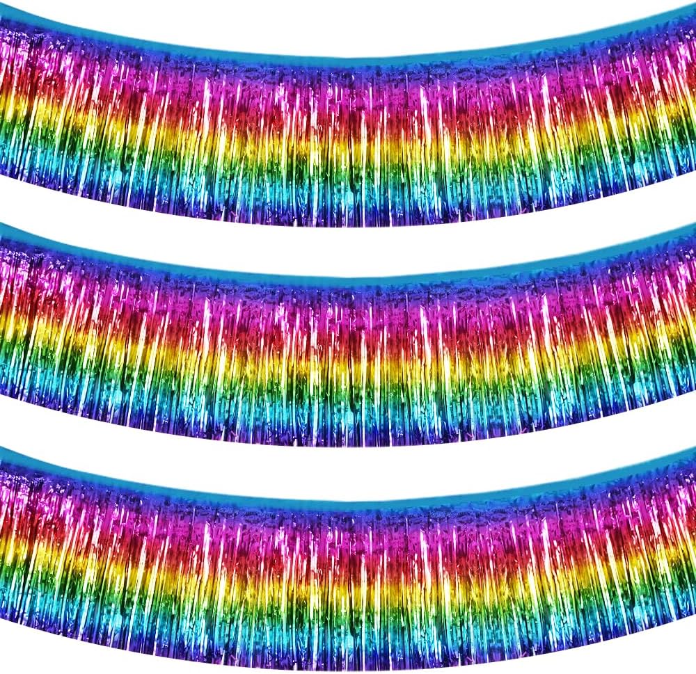 Thumbnail 6 de BEISHIDA 3 Packs Metallic Foil Fringe Garland – Green & Gold Tassel Banners (Total 30 Feet)