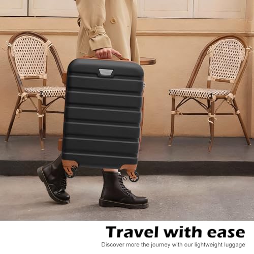 Detalle 2 de Coolife Luggage Set: Lightweight 3-Piece Hardshell in Apricot Black