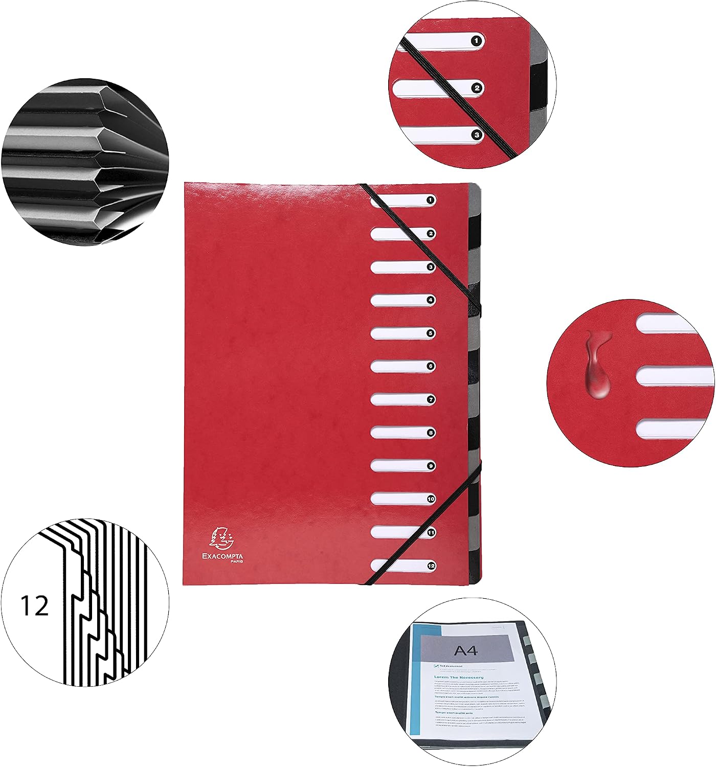 Thumbnail 6 de Exacompta 53925E – Trieur Harmonika Iderama, 12 compartiments, rouge, A4