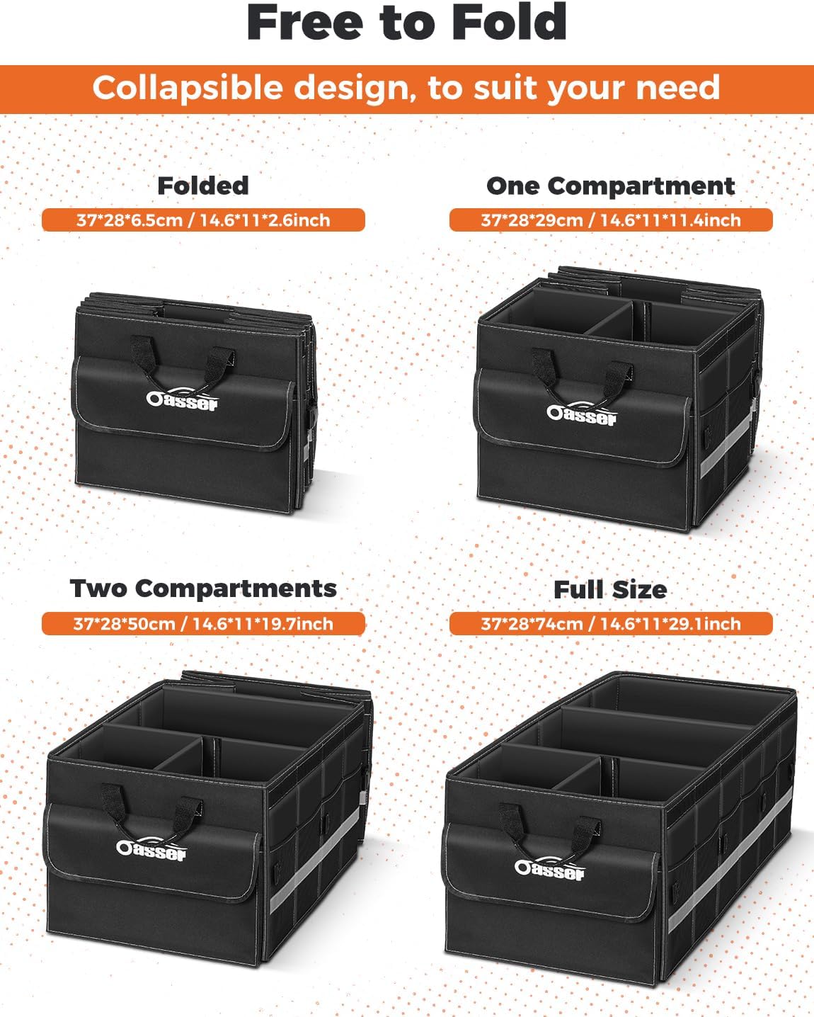 Thumbnail 3 de Oasser Car Boot Organiser 75L, 4 compartments