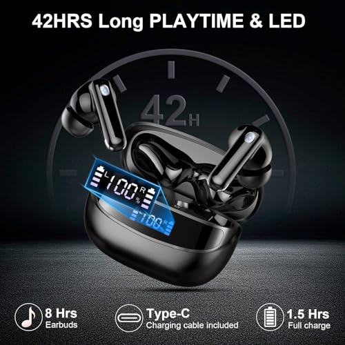 Detalle de Nerunsa Auriculares Inalámbricos Bluetooth 5.4: 48 h de autonomía, IP7 y ENC para llamadas claras