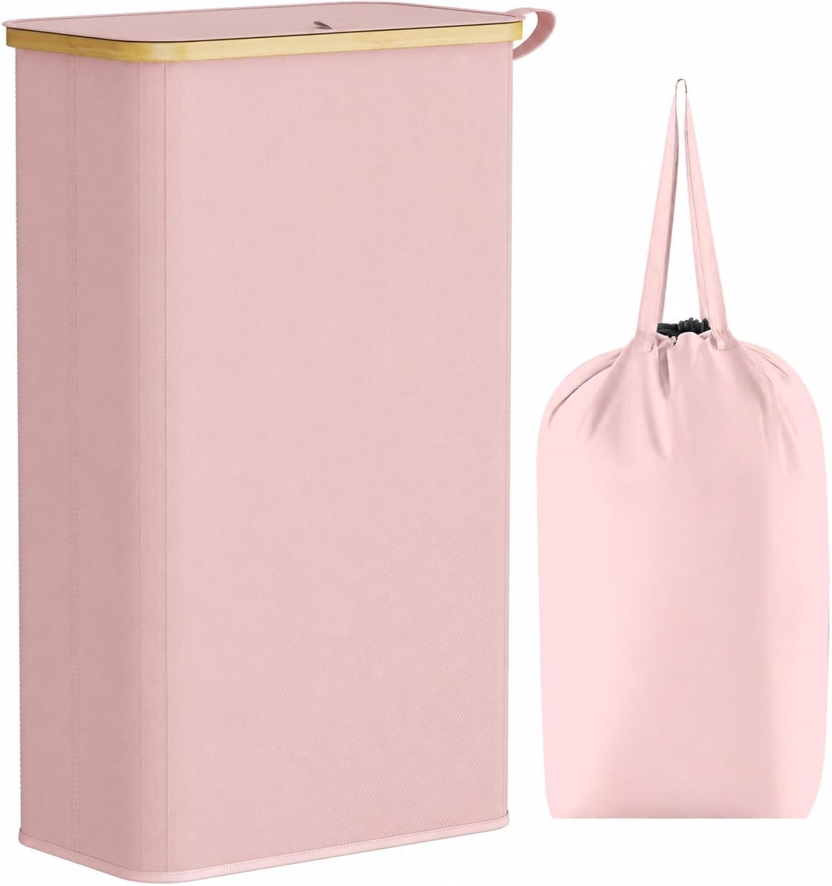 Detalle de Lifewit LH23177.03PI.V1.M01 Slim Laundry Basket, Pink, with Lid