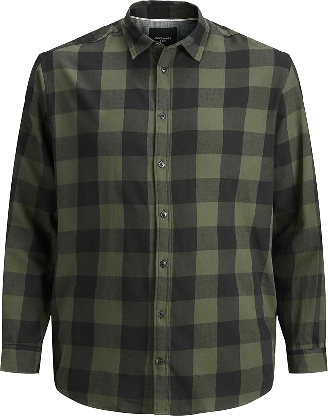 Detalle de Jack & Jones Jjegingham Twill Shirt L/S Ps Noos 👕 Verde 3XL