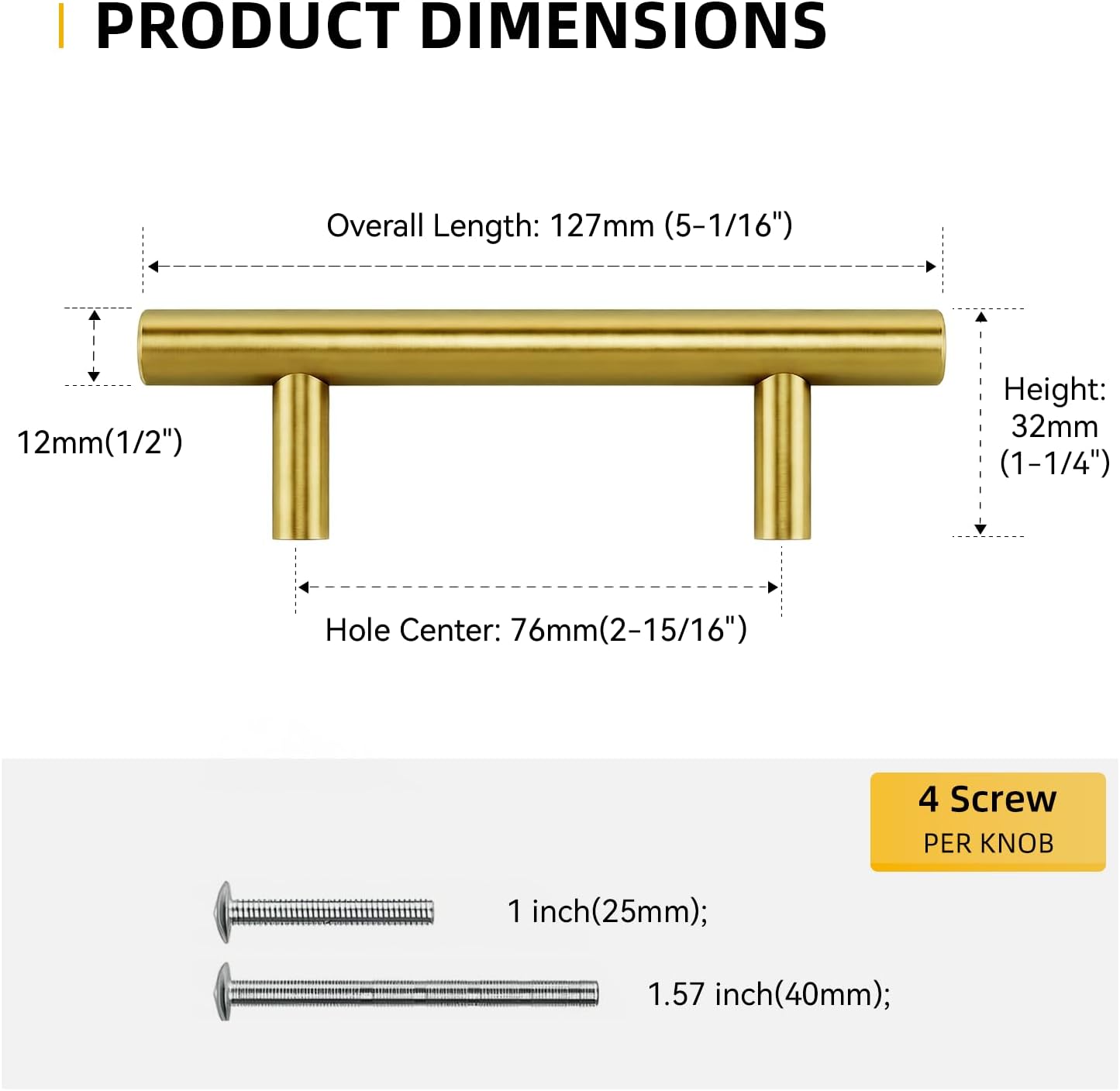 Detalle de Goldenwarm Cabinet Pulls 3-Inch
