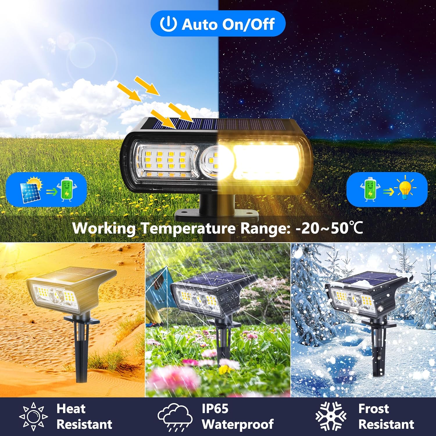 Thumbnail 2 de Moxled Solarlampen für Außen Garten (6er-Set) – 3000K warmweiß, IP65, 2 Helligkeitsmodi