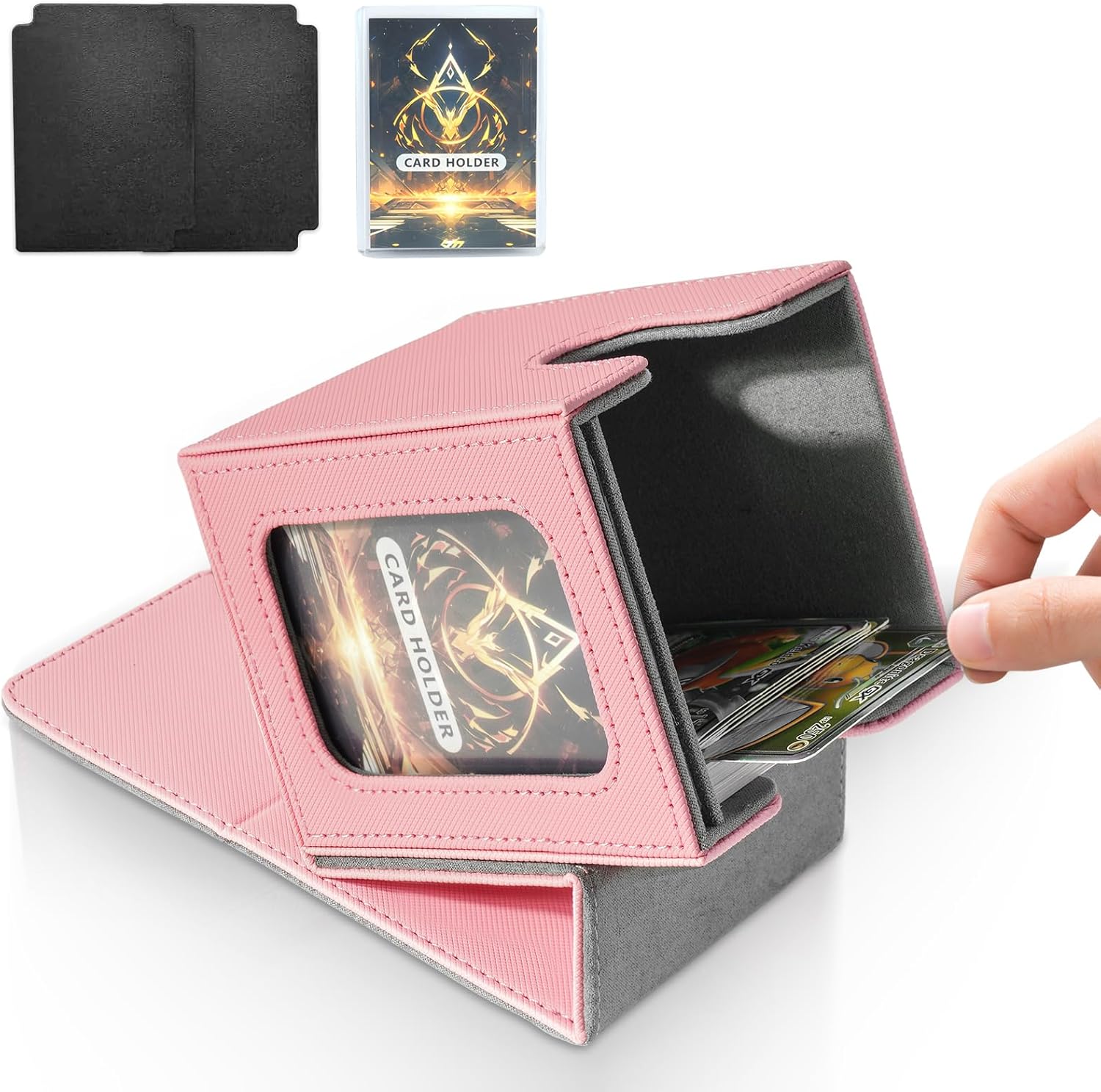 Magic Deck Box mit MTG Commander Display – Magnetische Aufbewahrung für 100+ Karten (Schwarz/Grau)