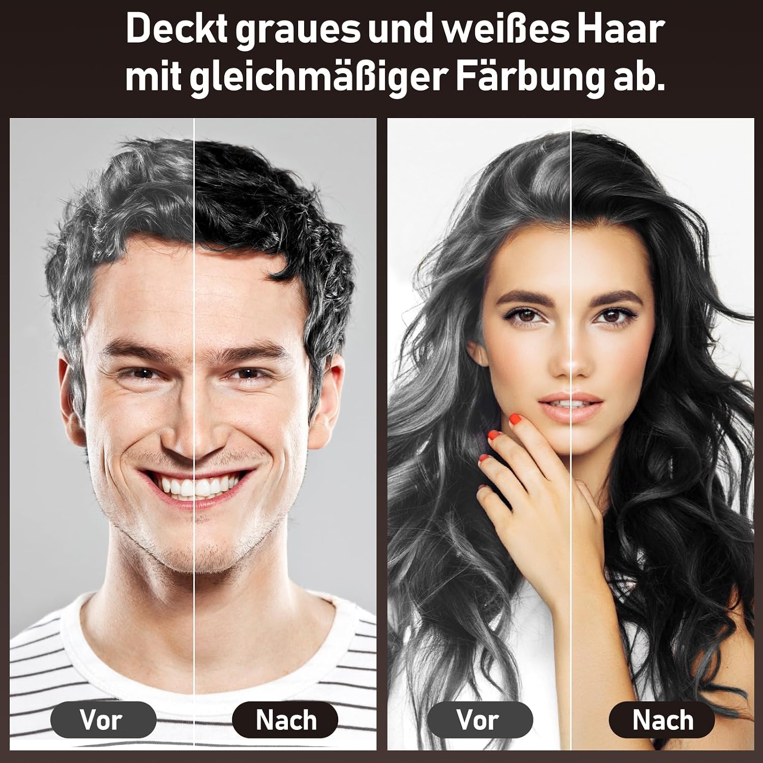 Detalle 2 de 500ML Haarfarbe Schwarz 3in1 Haarfärbeshampoo