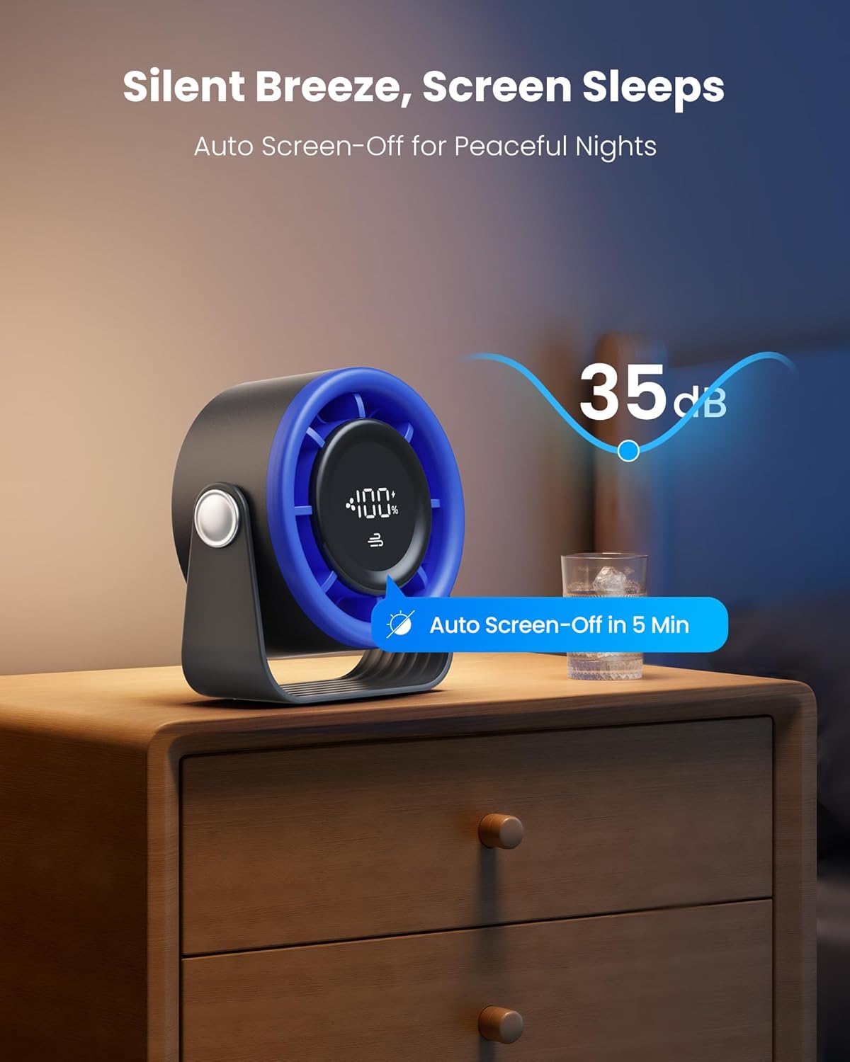 Thumbnail 4 de gaiatop Small Desk Fan Rechargeable – 5in Desktop Fan with 4000mAh Battery