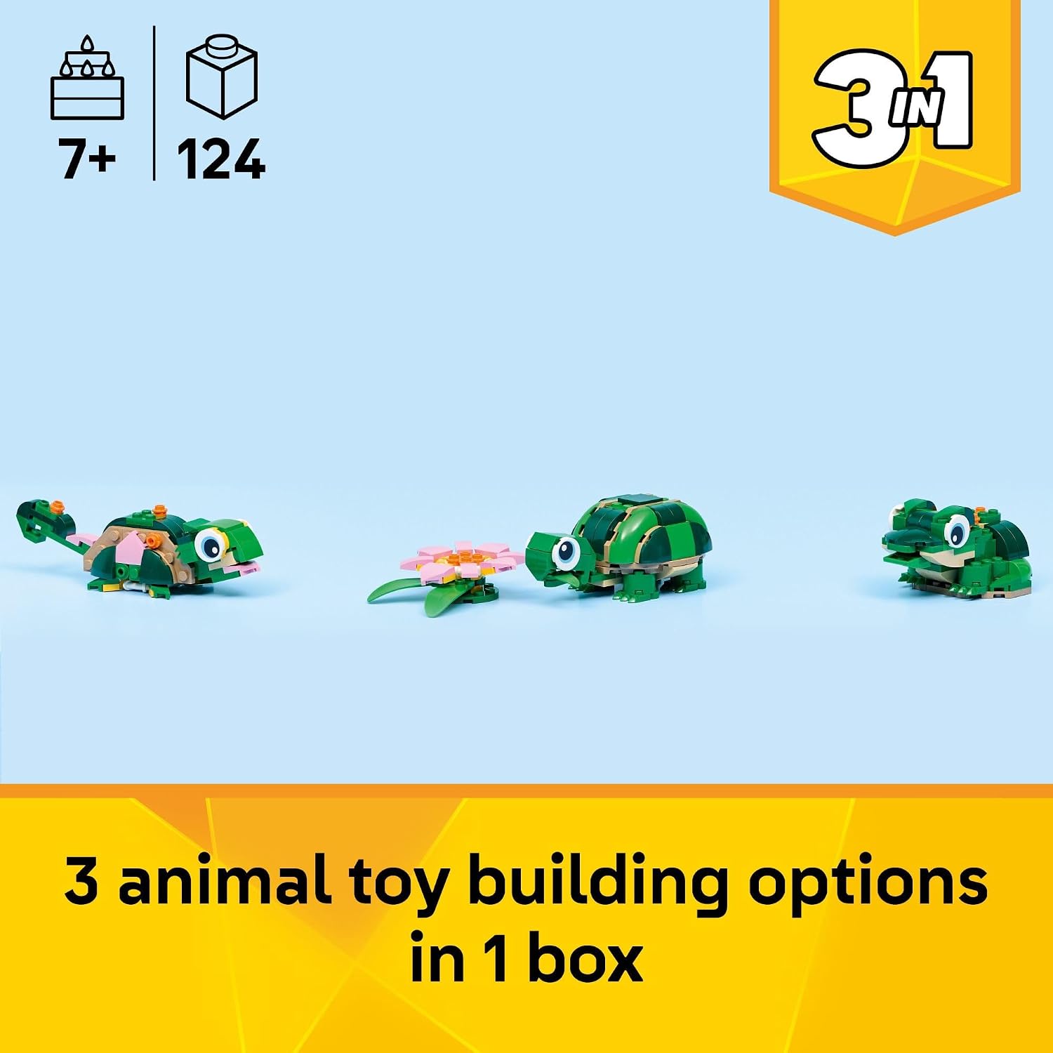 Thumbnail 1 de LEGO Creator 3-in-1 Turtle with Water Lily Flower (31377): 3 Animals in One Build