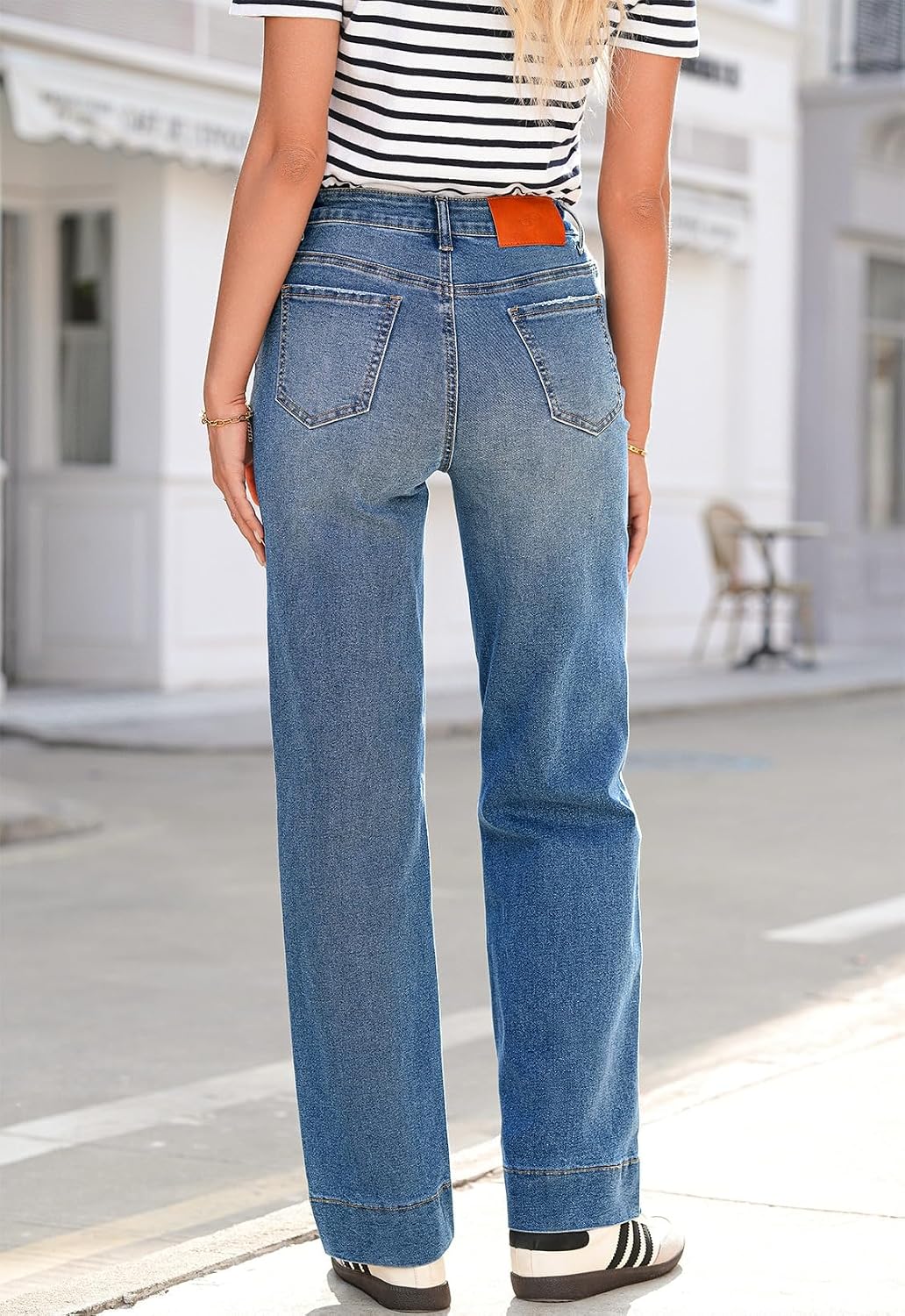 Detalle de Sidefeel Women's Wide Leg Jeans with High Rise & Drawstring — Zimbaplatinum Denim