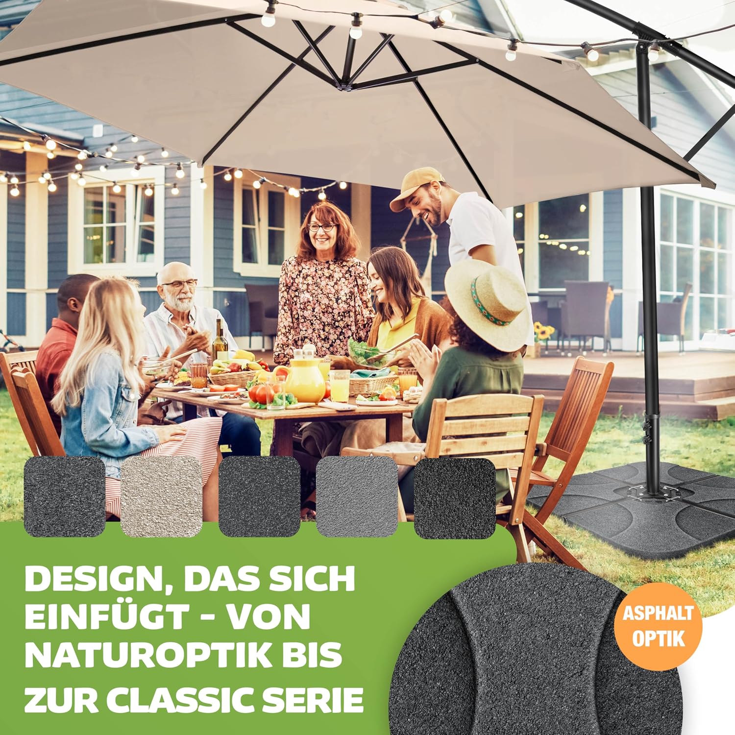 Thumbnail 6 de KESSER® Sonnenschirmständer 4-teilig – 60 Liter Befüllung, 80 kg Gewicht mit Wasser oder Sand, Ampelschirmständer aus HDPE