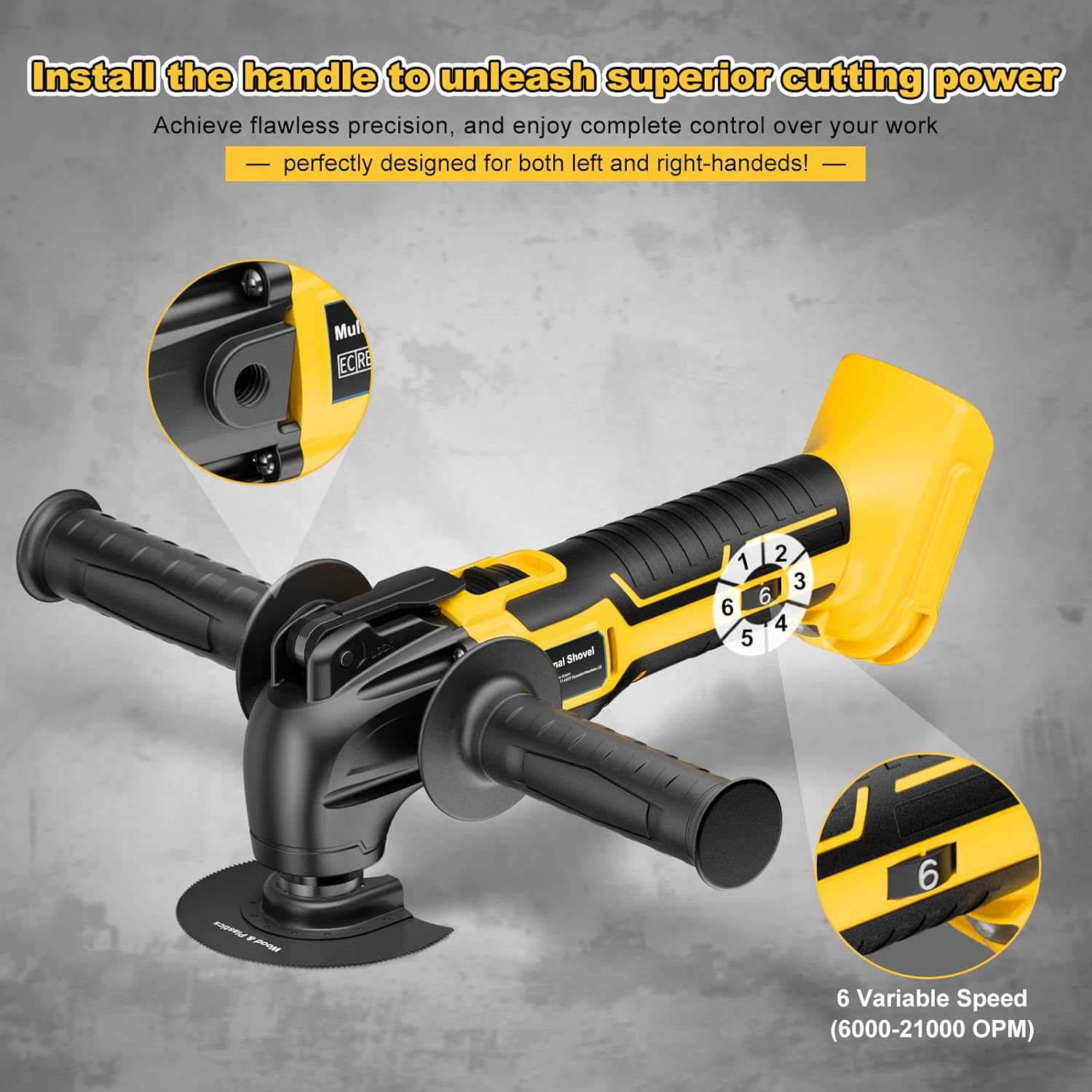 Thumbnail 4 de Cordless Oscillating Multi Tool for Dewalt 18V/20V Battery — 6-Speed Brushless, 23-Piece Kit (Tool Only)