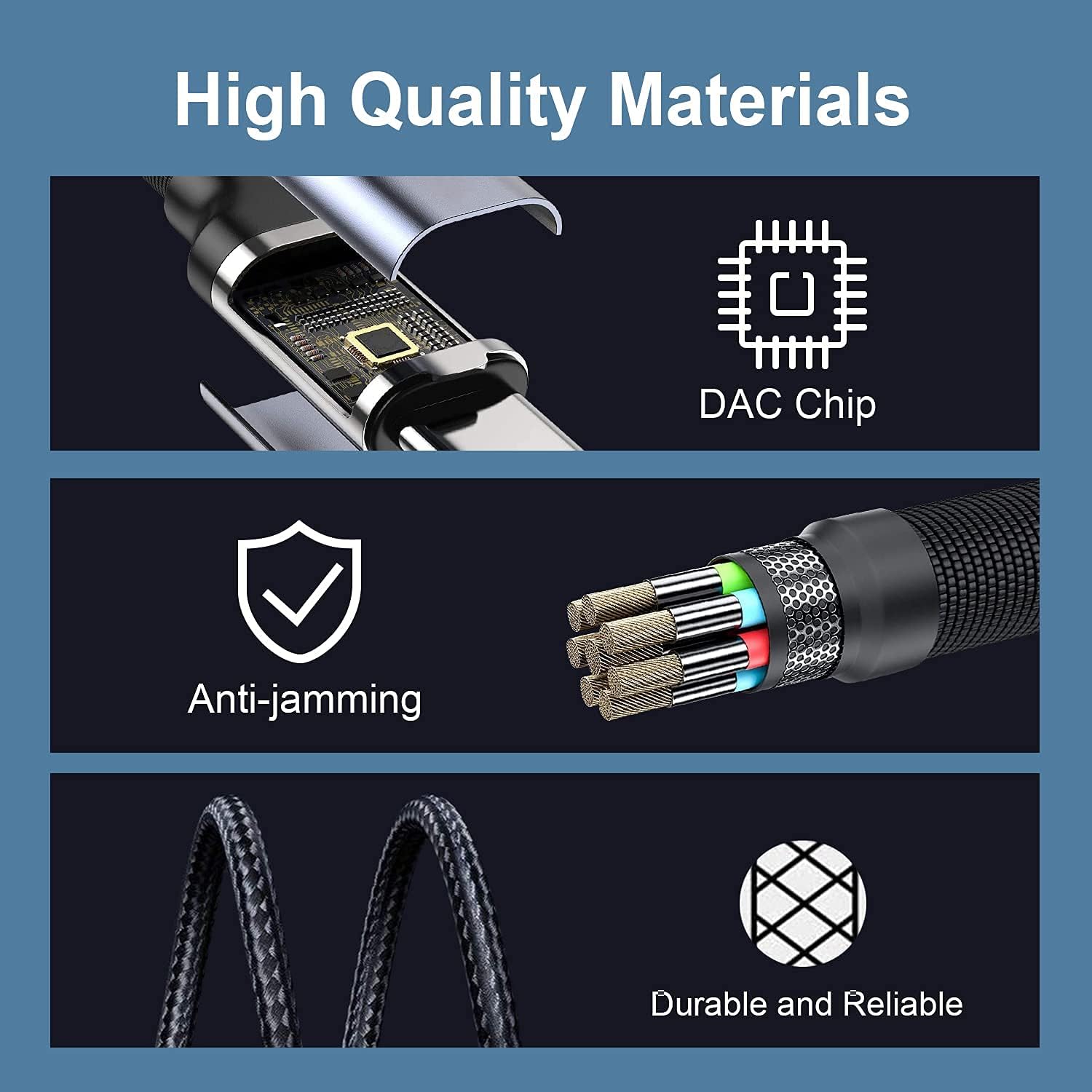 Detalle 2 de YSKJ USB-C to 3.5 mm audio cable, 3.3 ft