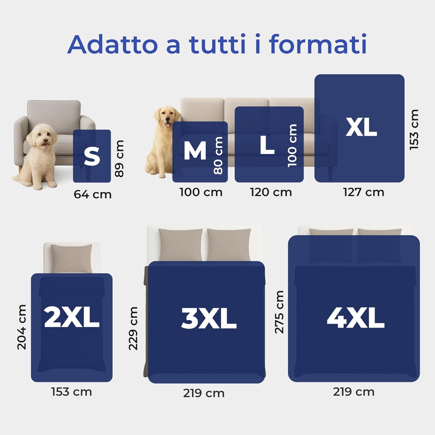 Thumbnail 3 de Dreamzie Coperta impermeabile per cani 80x100 cm reversibile lavabile in pile sherpa blu navy