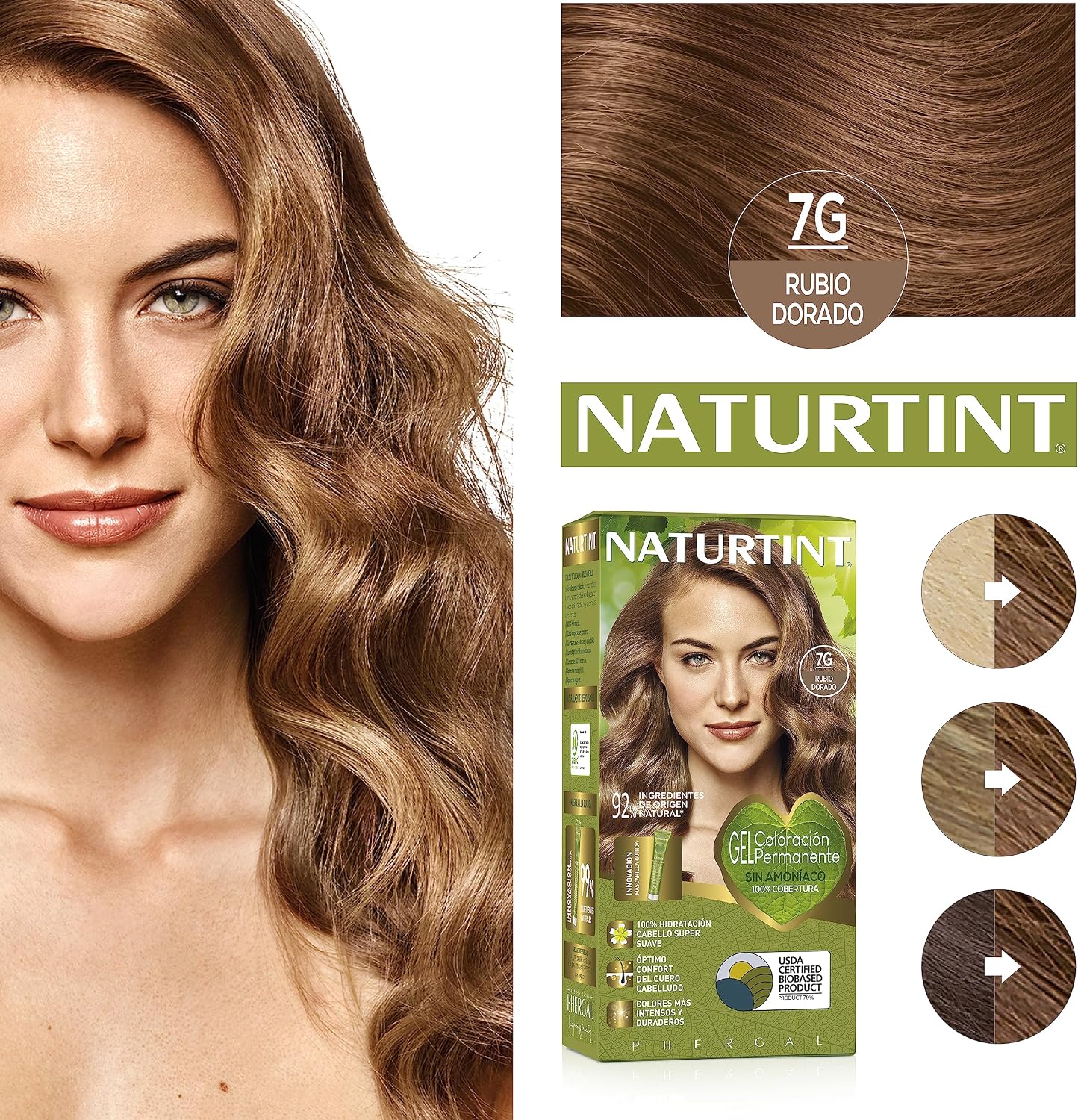 Detalle 2 de NATURTINT 7G Rubio Dorado Tinte Permanente Natural 🌿 170ml