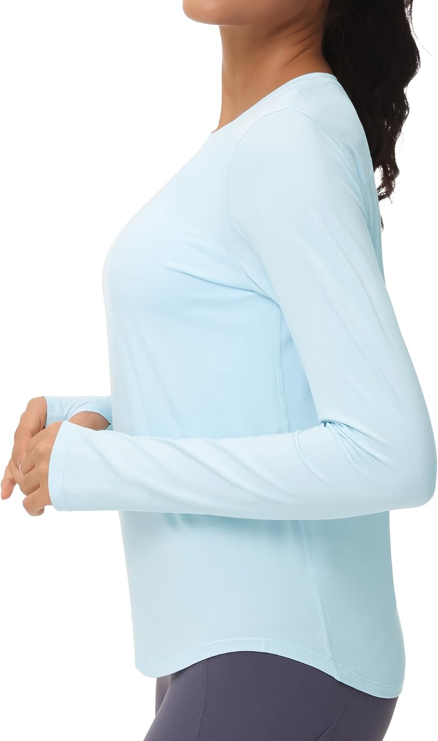 Detalle 2 de THE GYM PEOPLE Women's Long-Sleeve Sports Top, Crew Neck, Thumb Holes