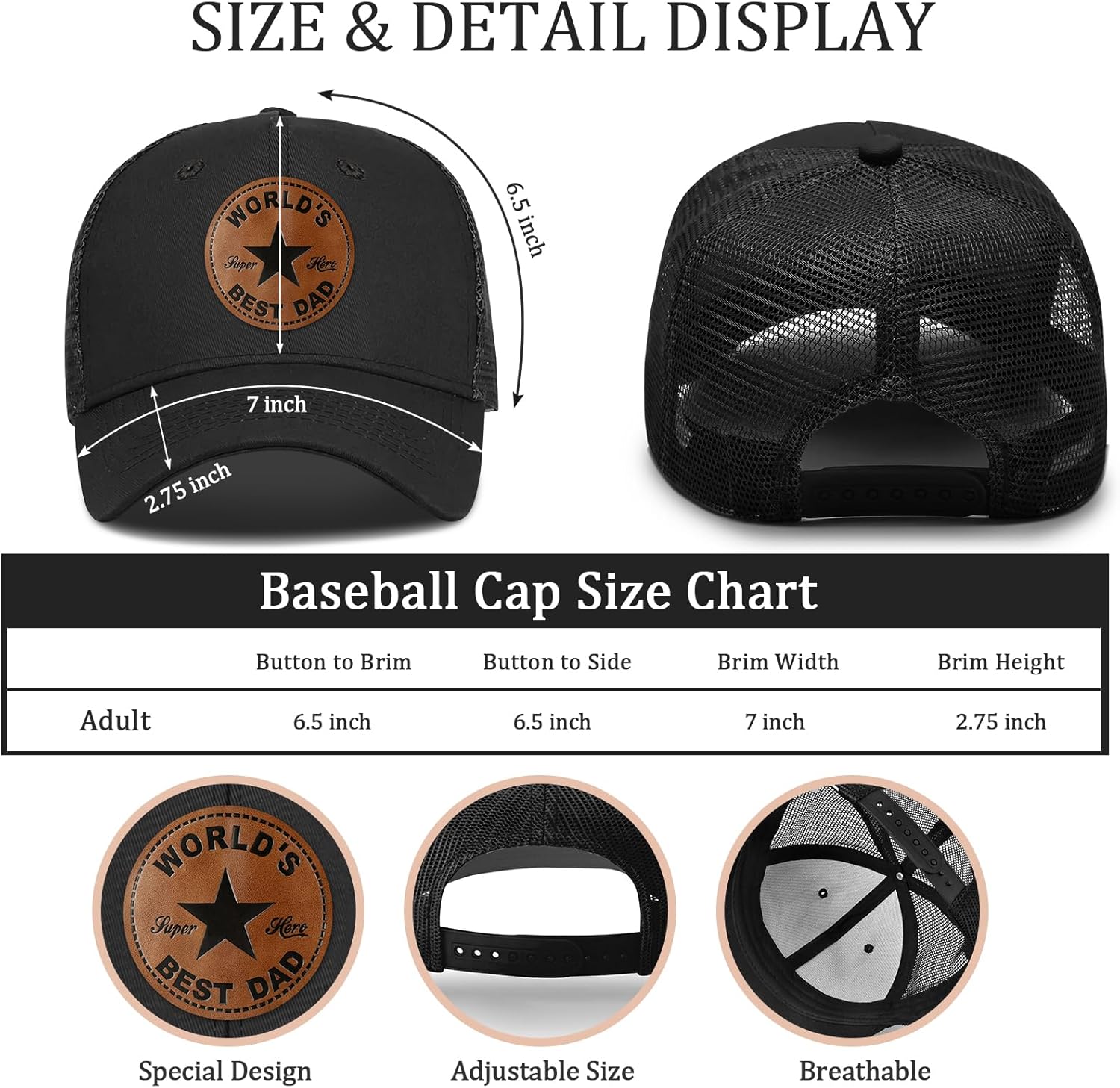 Detalle de Casleovf Fathers Day Cap Gifts from Daughter Son – Adjustable Baseball Cap for Dad, Stepdad, Grandad and More
