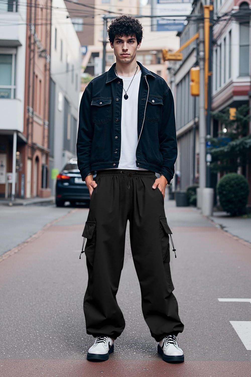 Thumbnail 5 de JMIERR Men's Baggy Cargo Pants - Trendy Parachute Harem Joggers with Pockets