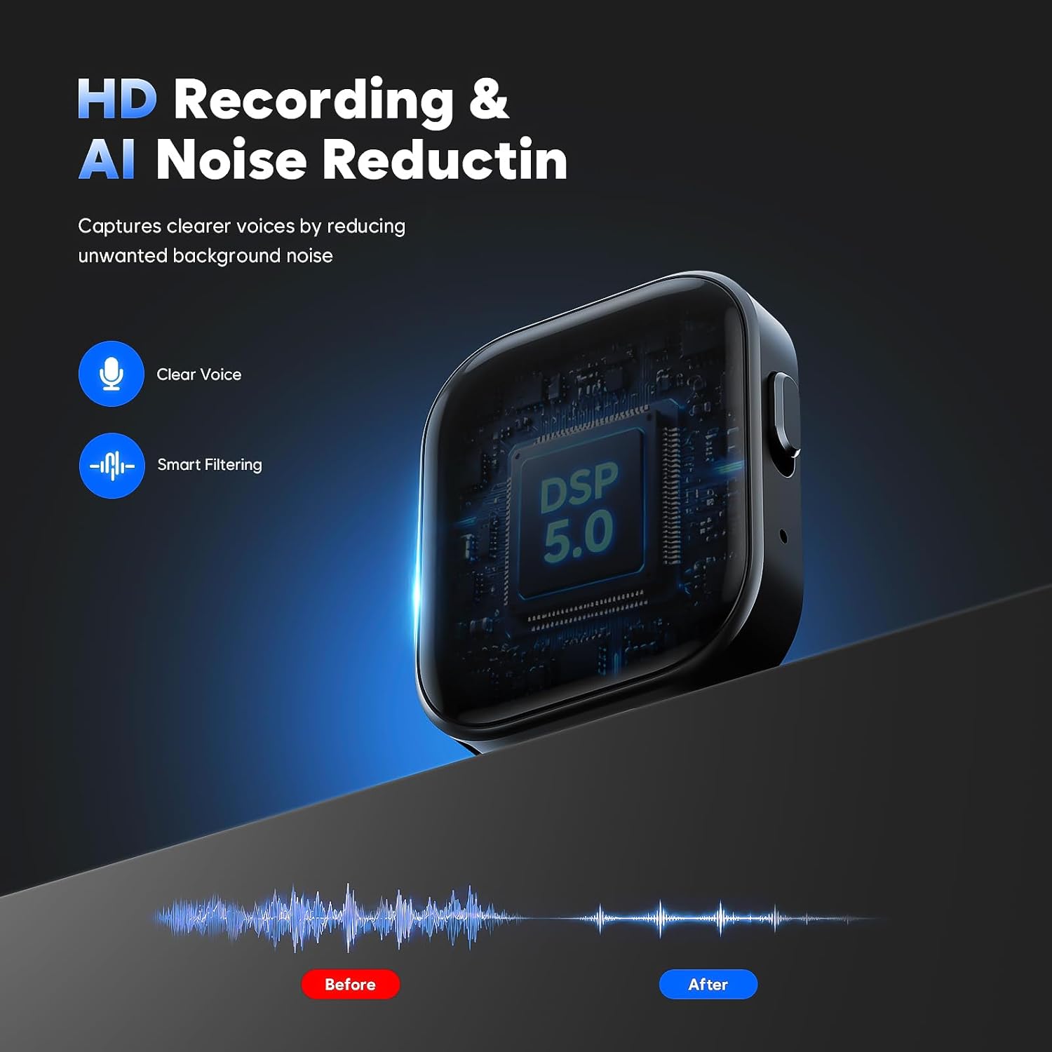 Thumbnail 6 de Tallkcoder 64GB Voice Recorder, Magnetic, Voice-Activated MP3/WAV Recording
