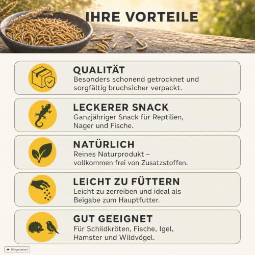 Detalle de EWL Getrocknete Mehlwürmer 2kg (13L) – Natürliches Vogelfutter & Wildvogelfutter von EWL Naturprodukte